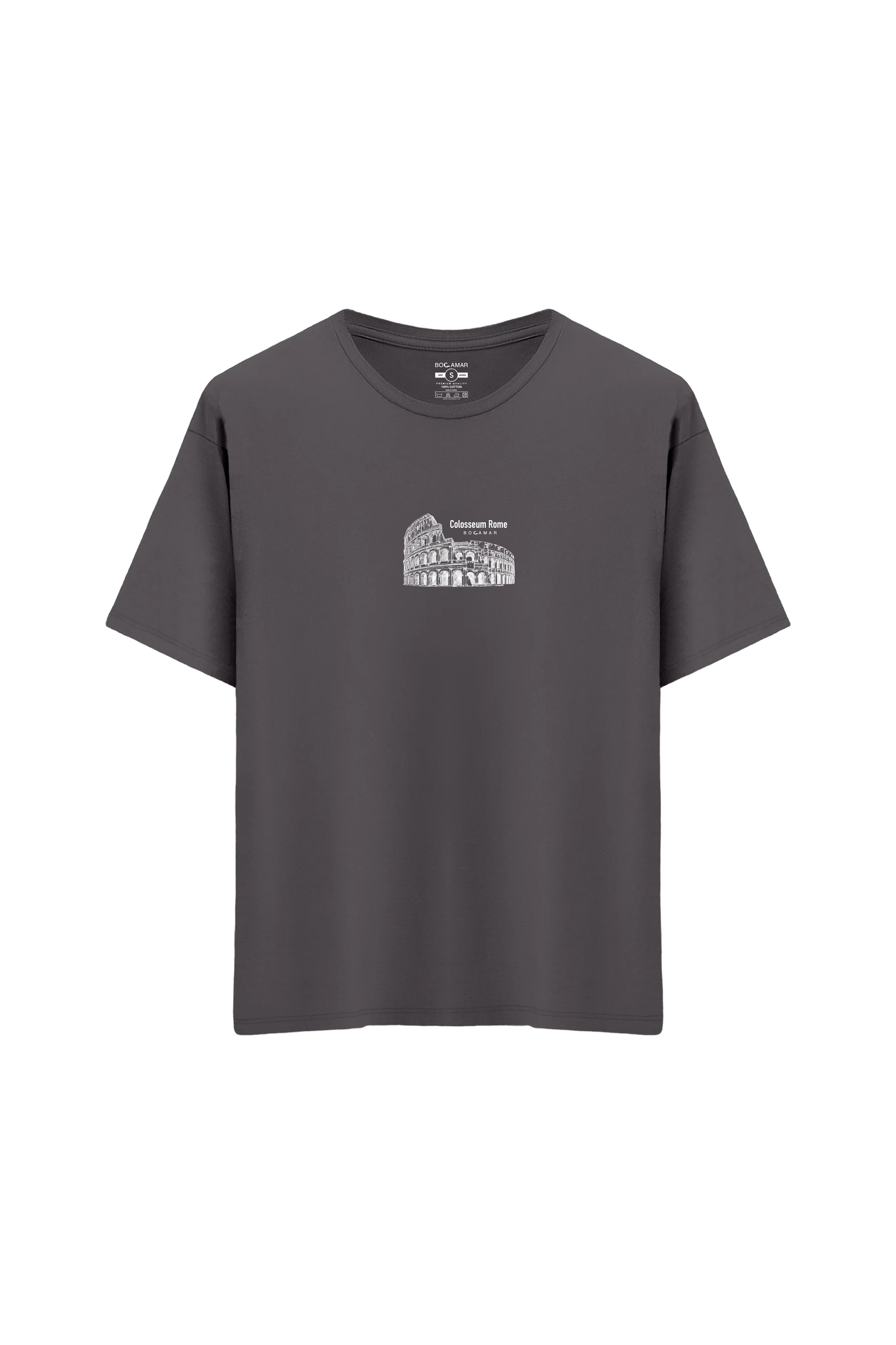 Oversize Unisex Bisiklet Yaka T-Shirt - ANTRASİT