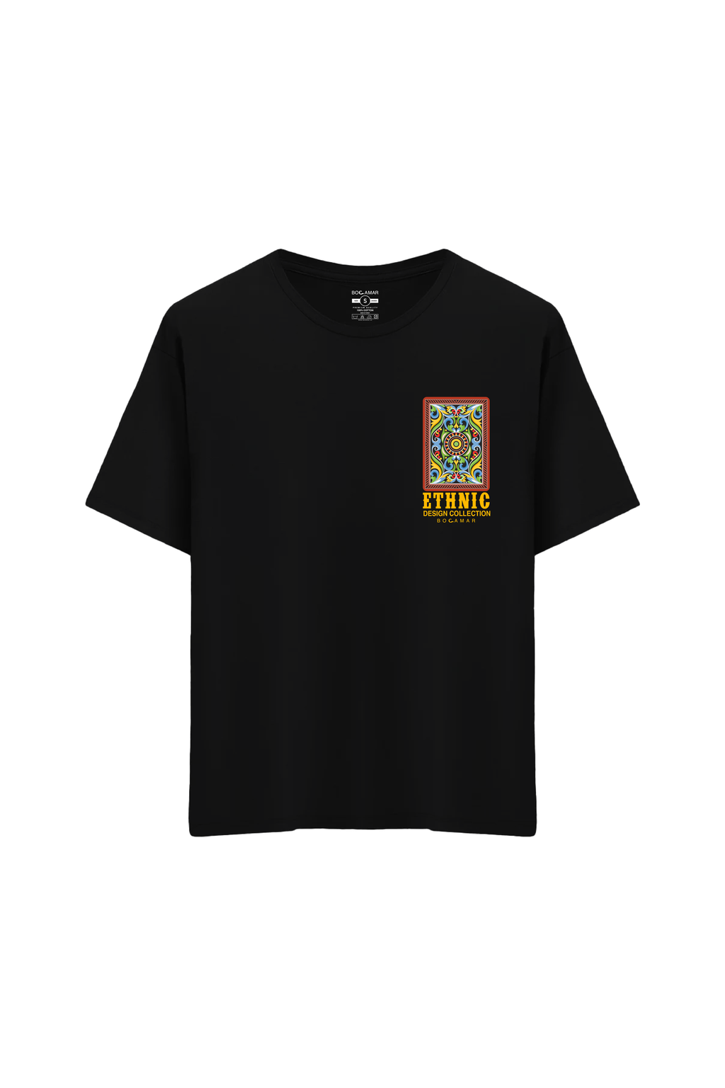 Oversize Unisex Bisiklet Yaka T-Shirt - SİYAH