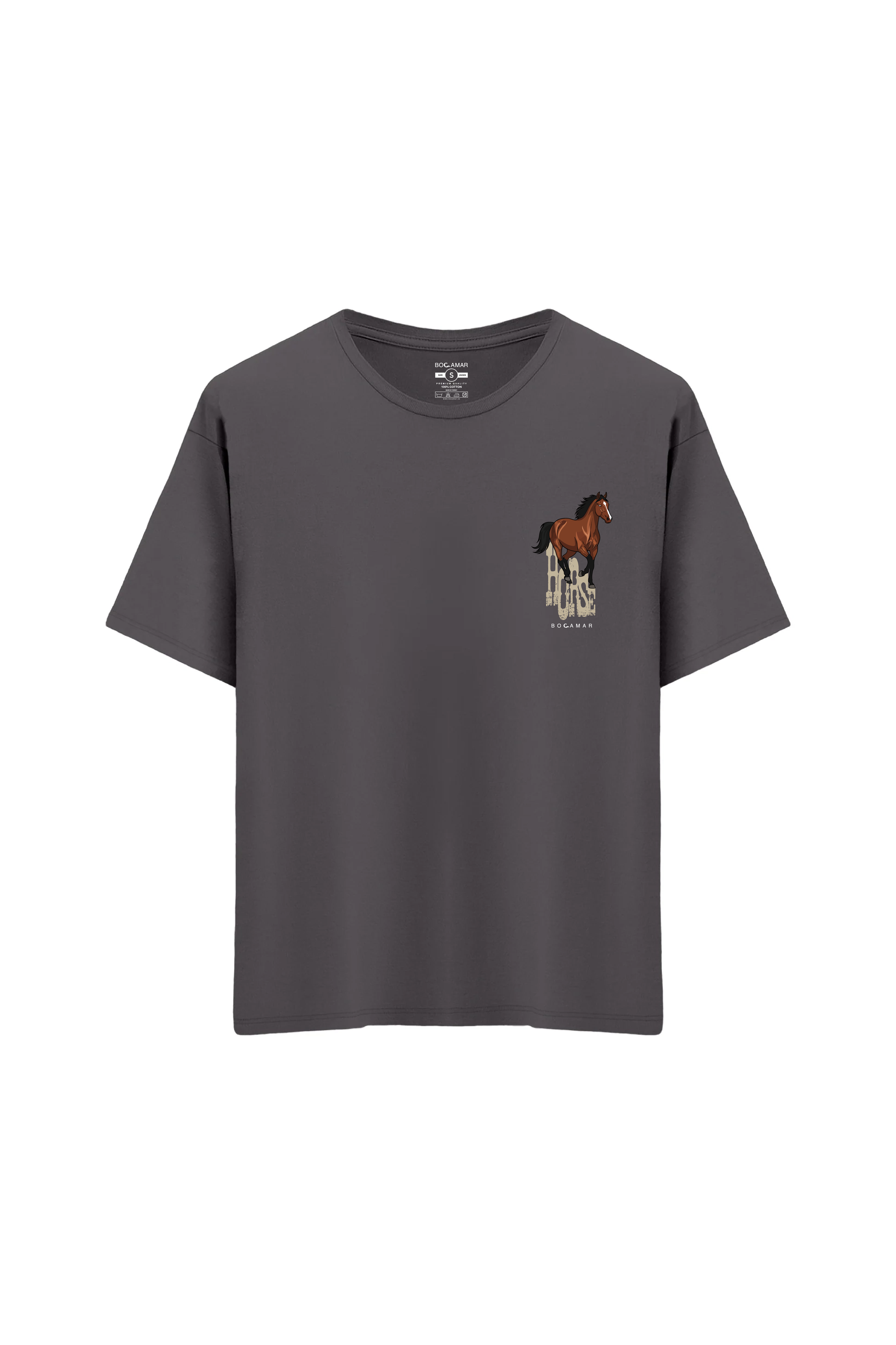 Oversize Unisex Bisiklet Yaka T-Shirt - ANTRASİT