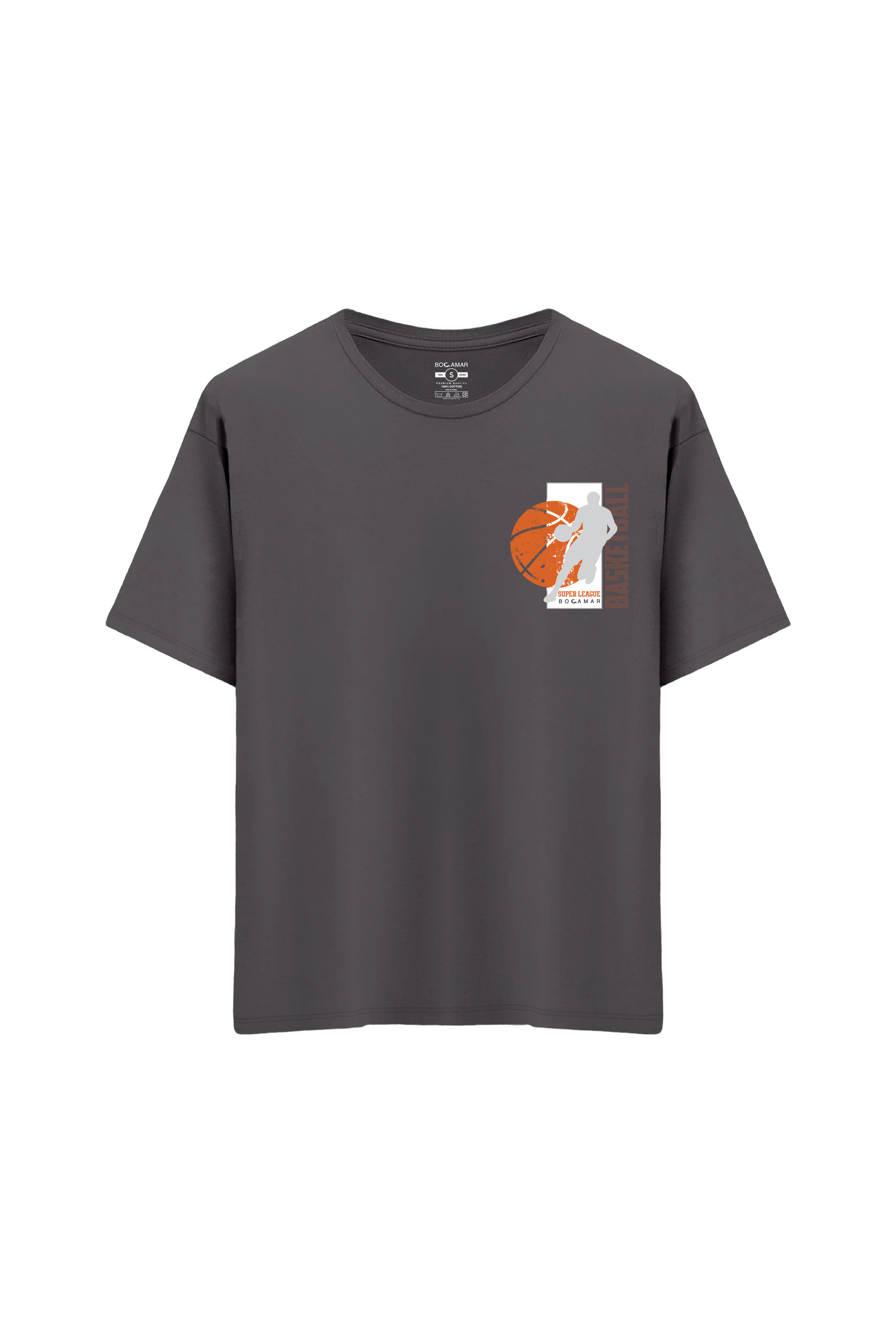 Oversize Unisex Bisiklet Yaka T-Shirt - ANTRASİT