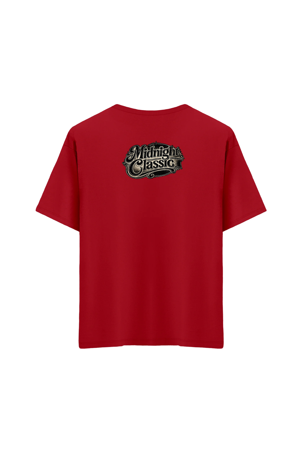 Oversize Unisex Bisiklet Yaka T-Shirt - KIRMIZI