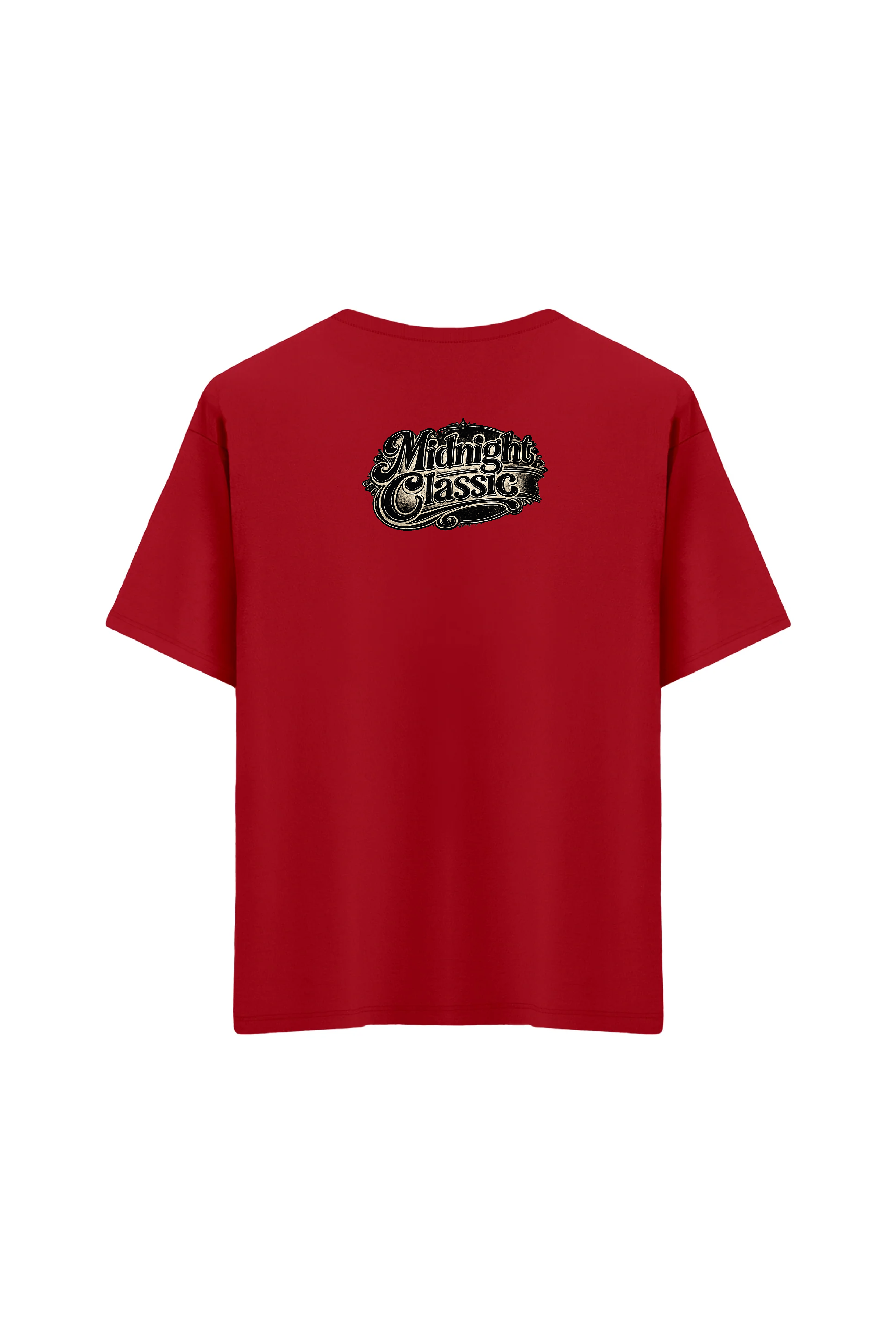 Oversize Unisex Bisiklet Yaka T-Shirt - KIRMIZI