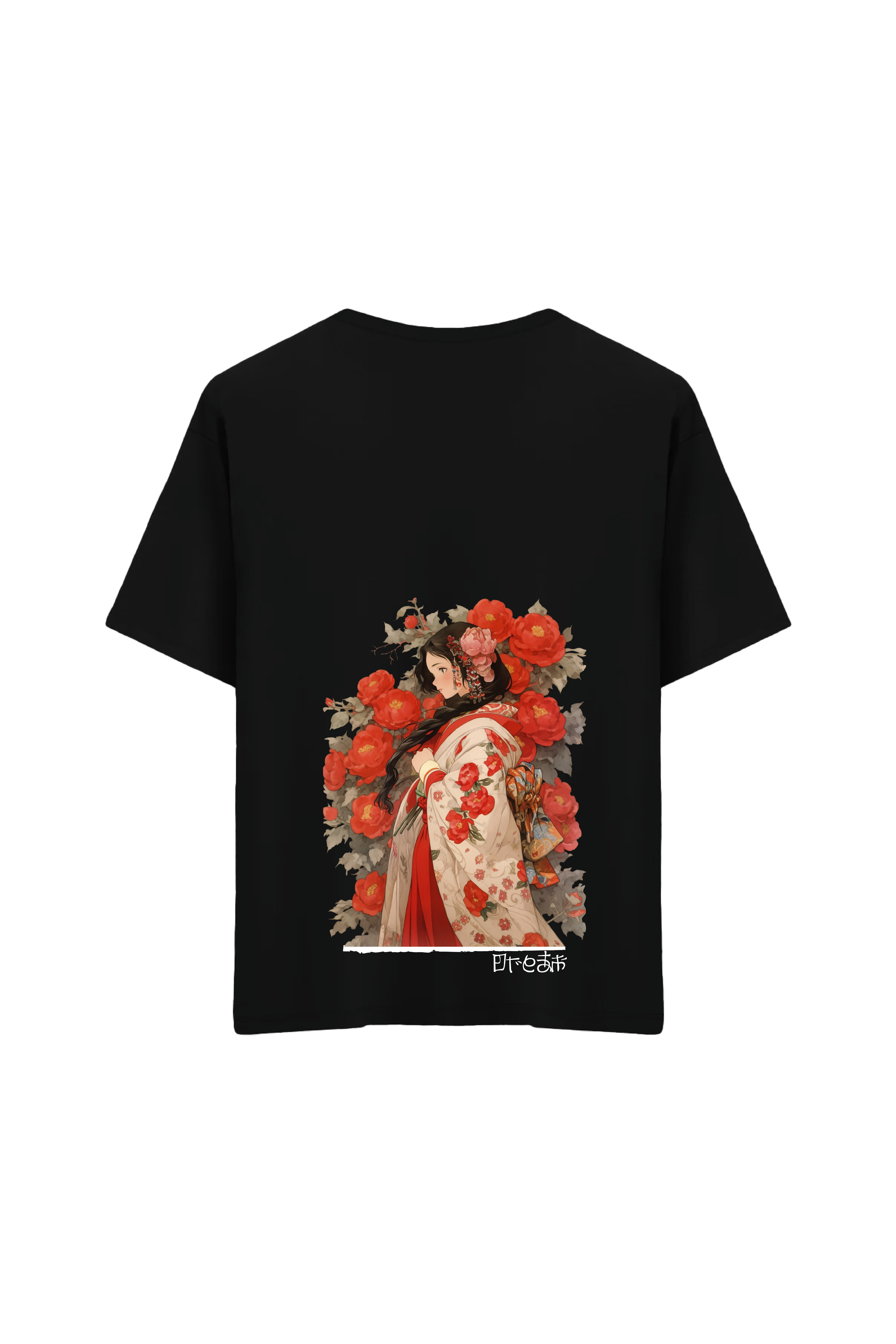 Oryantal Baskılı Oversize Unisex Bisiklet Yaka T-Shirt - No.2