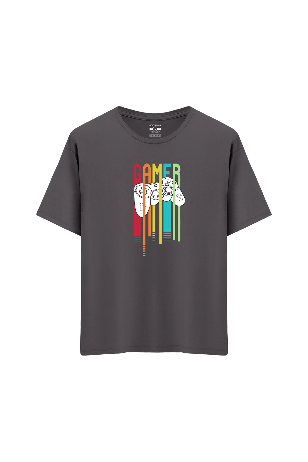 Oversize Unisex Bisiklet Yaka T-Shirt - ANTRASİT