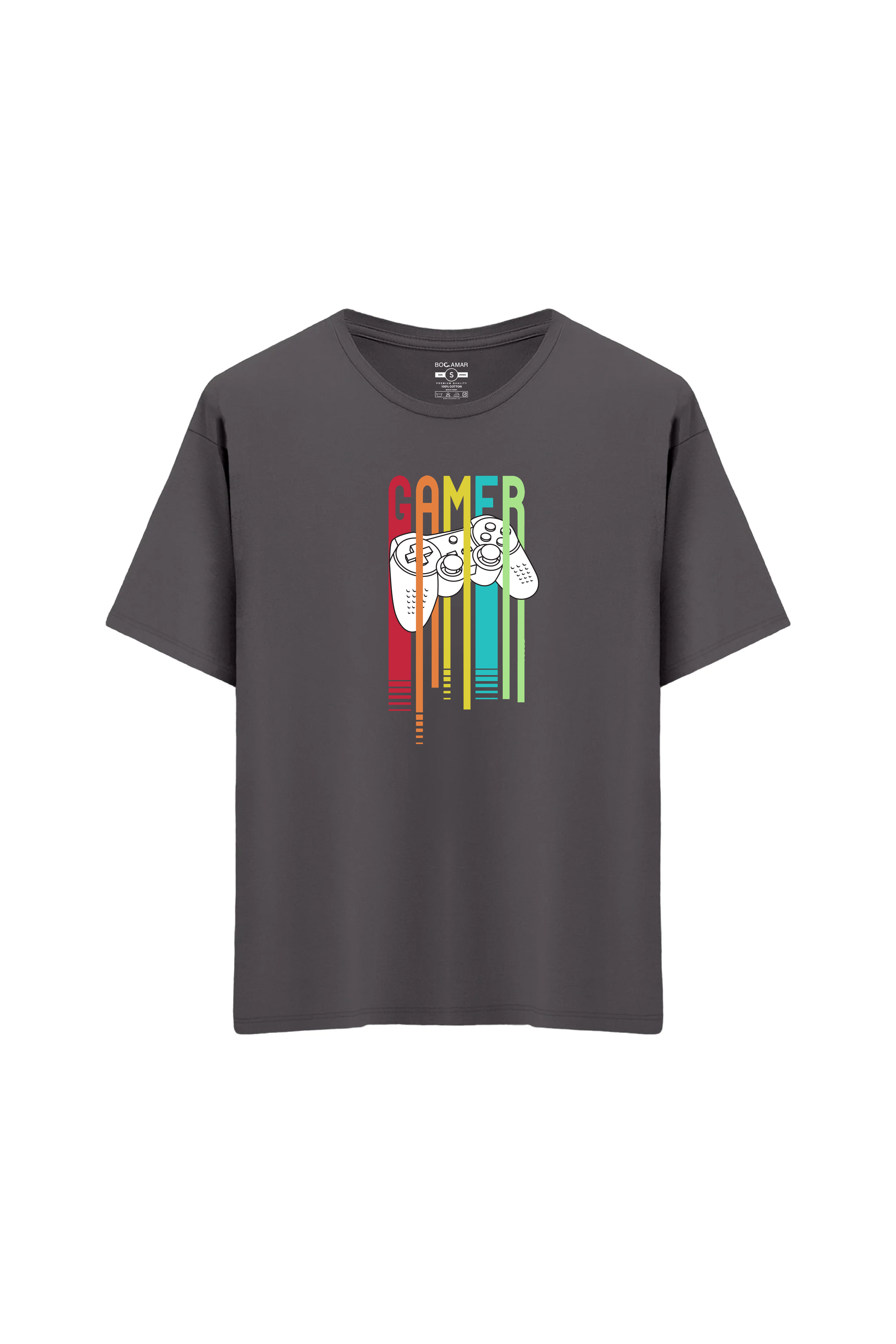 Oversize Unisex Bisiklet Yaka T-Shirt - ANTRASİT