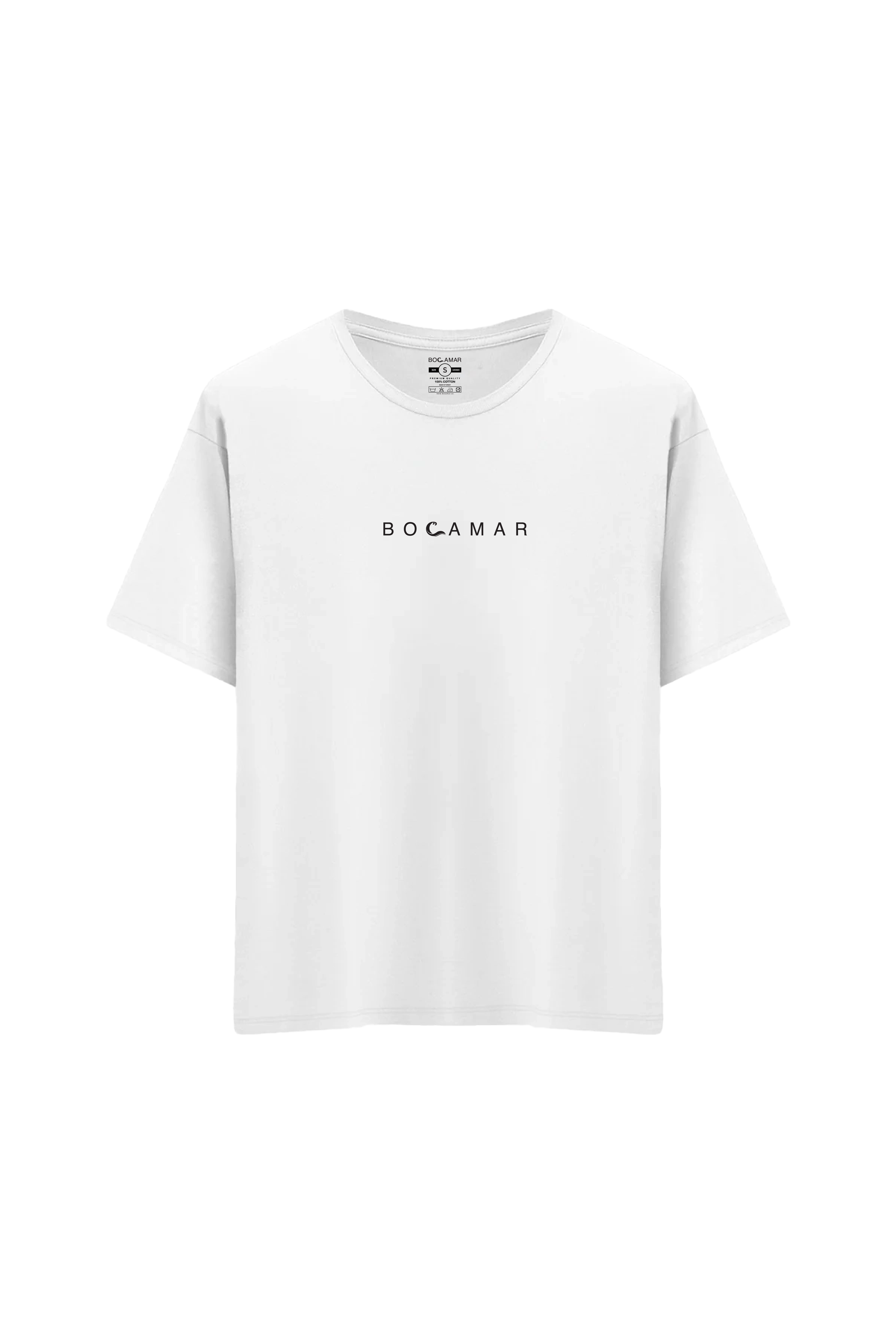 Oversize Unisex Bisiklet Yaka T-Shirt - BEYAZ