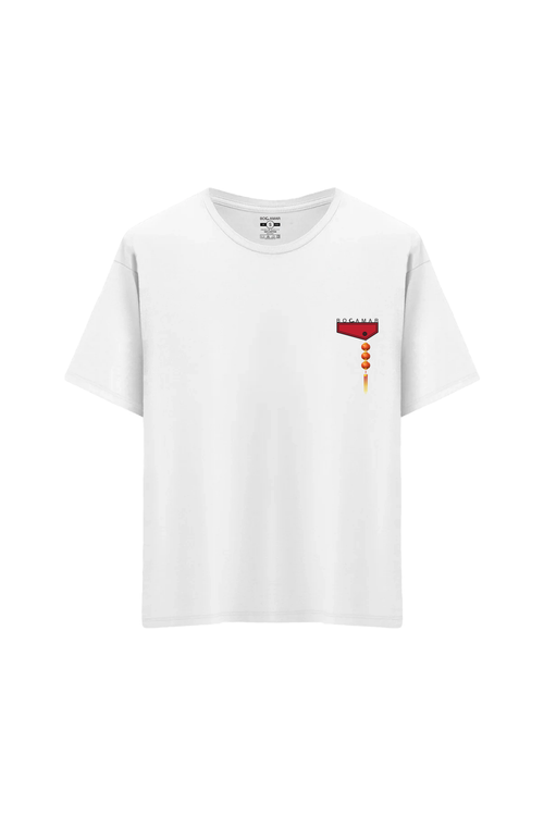 Oversize Unisex Bisiklet Yaka T-Shirt - BEYAZ