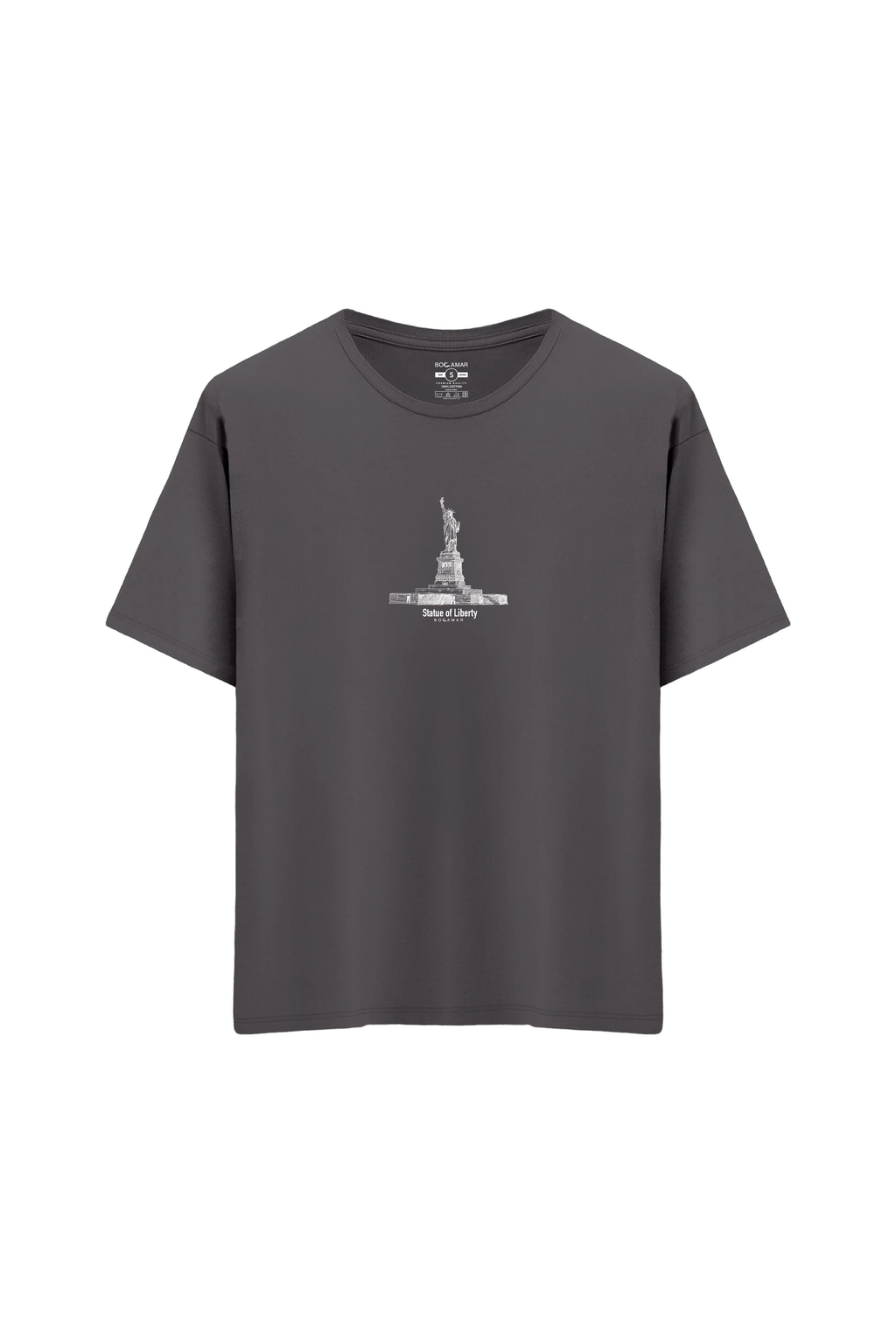 Oversize Unisex Bisiklet Yaka T-Shirt - ANTRASİT