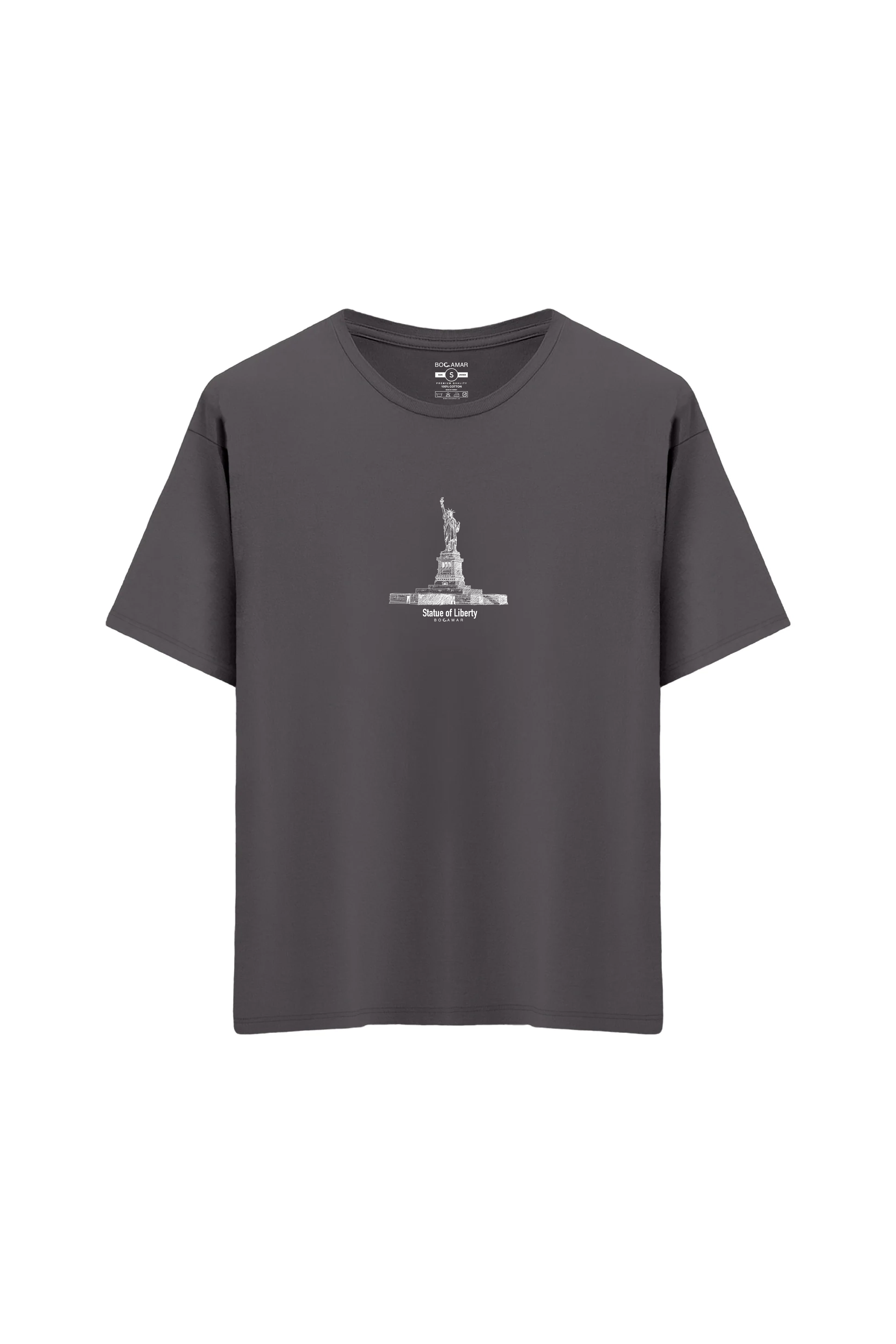 Oversize Unisex Bisiklet Yaka T-Shirt - ANTRASİT