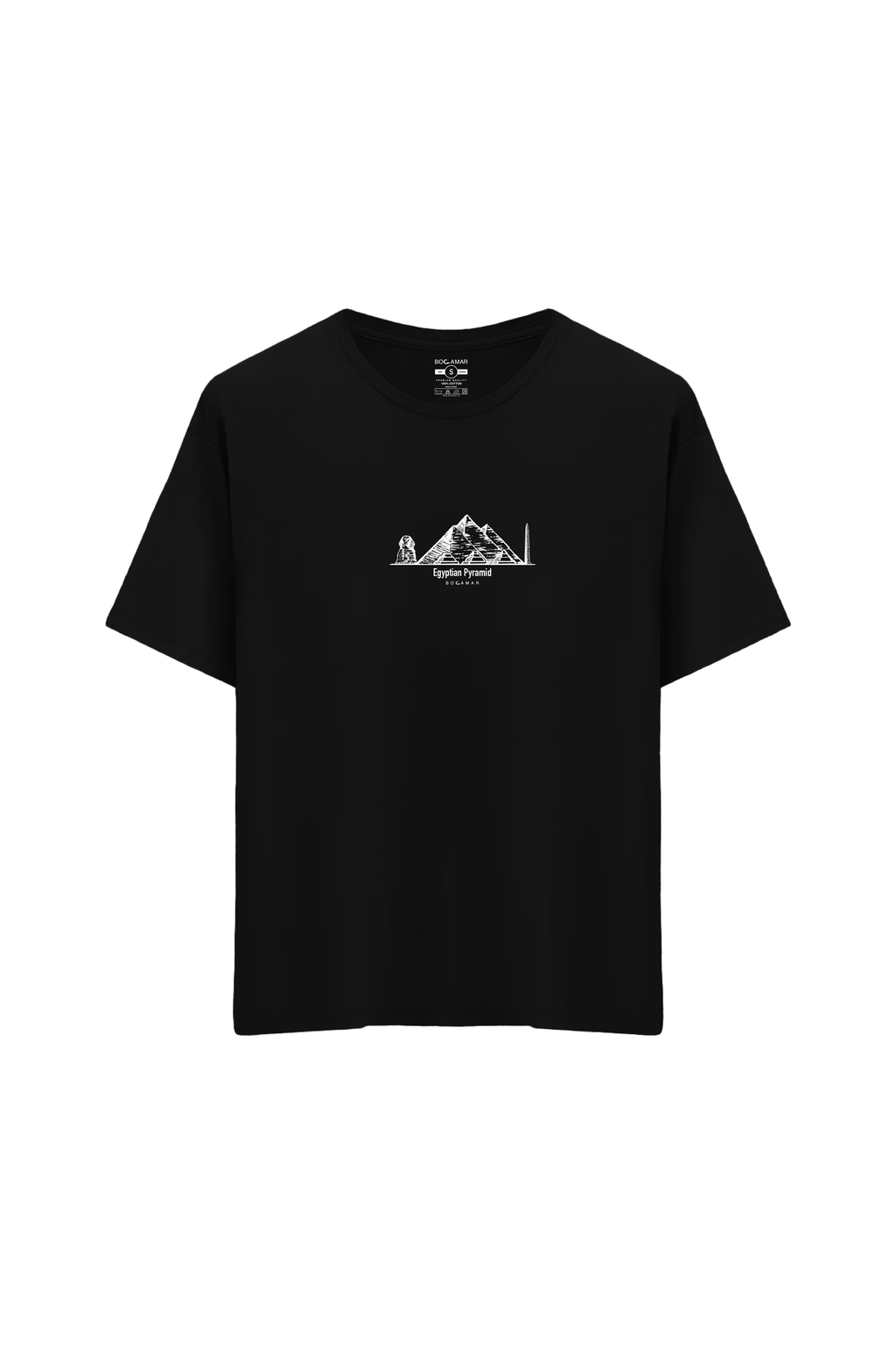 Mısır Piramidi Baskılı Oversize Unisex Bisiklet Yaka T-Shirt