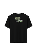 Klasik Araba Baskılı Oversize Unisex Bisiklet Yaka T-Shirt - No.3