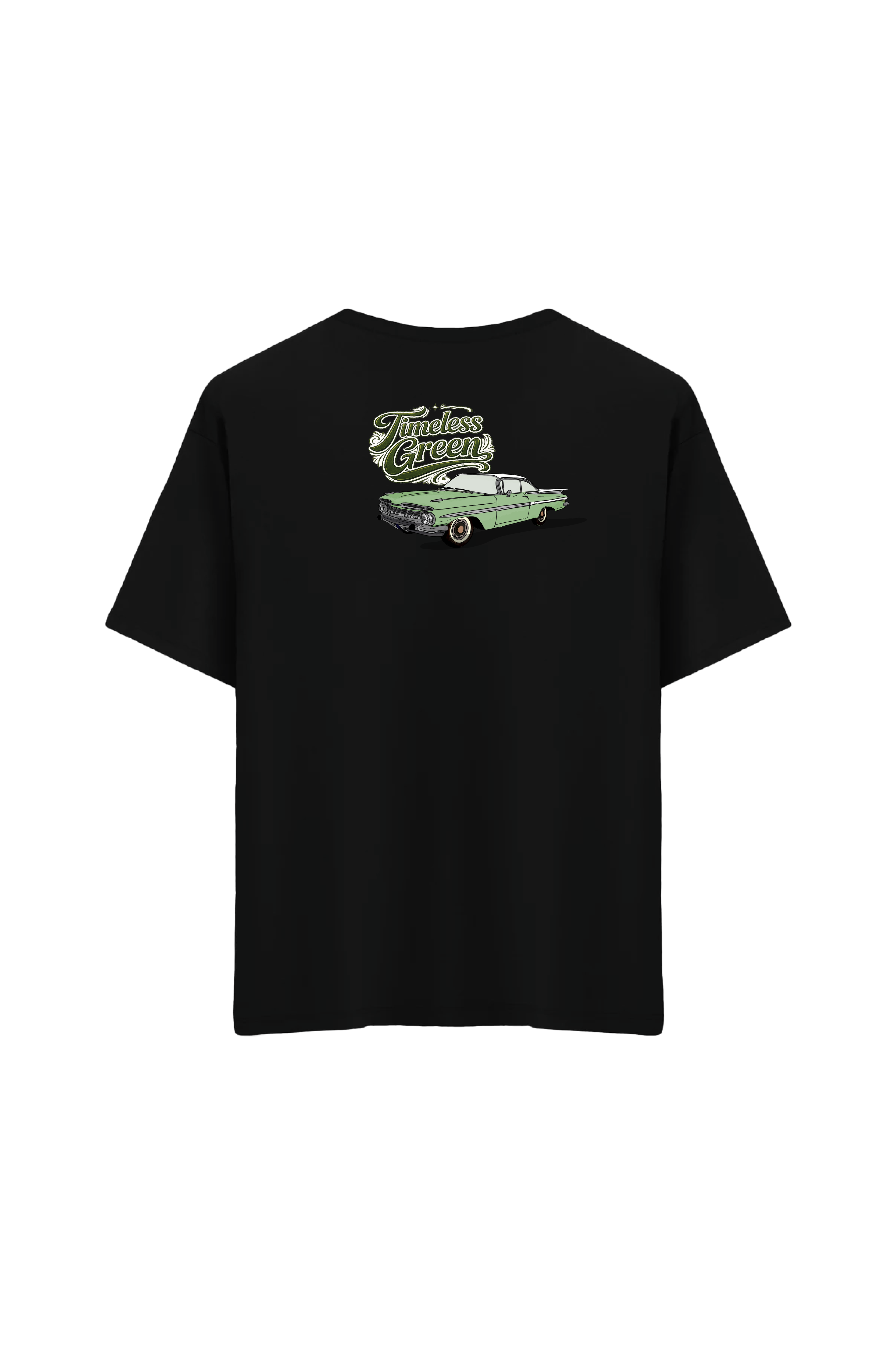 Klasik Araba Baskılı Oversize Unisex Bisiklet Yaka T-Shirt - No.3