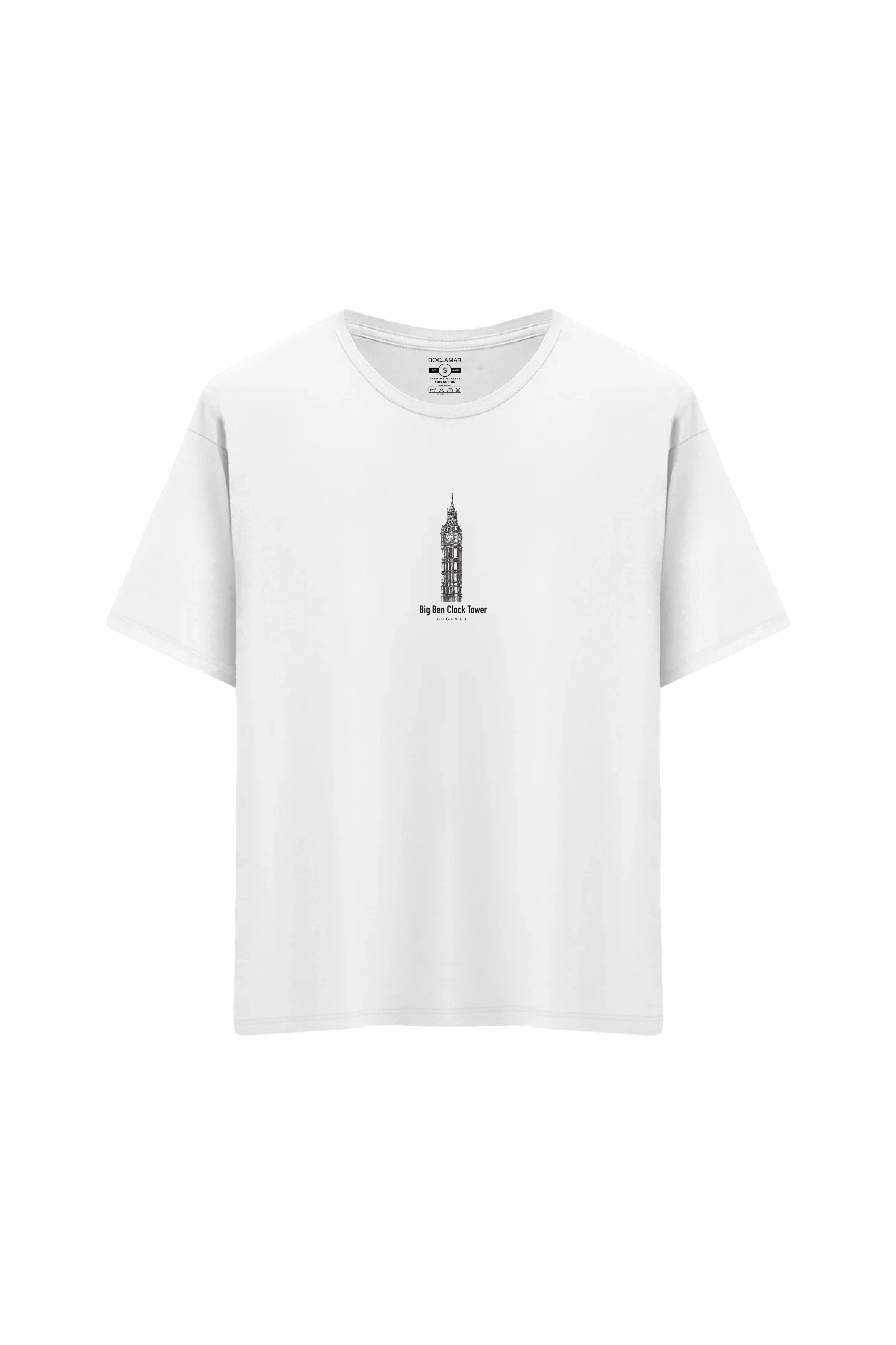 Oversize Unisex Bisiklet Yaka T-Shirt - BEYAZ