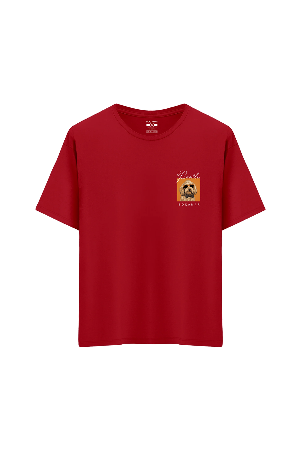 Oversize Unisex Bisiklet Yaka T-Shirt - KIRMIZI