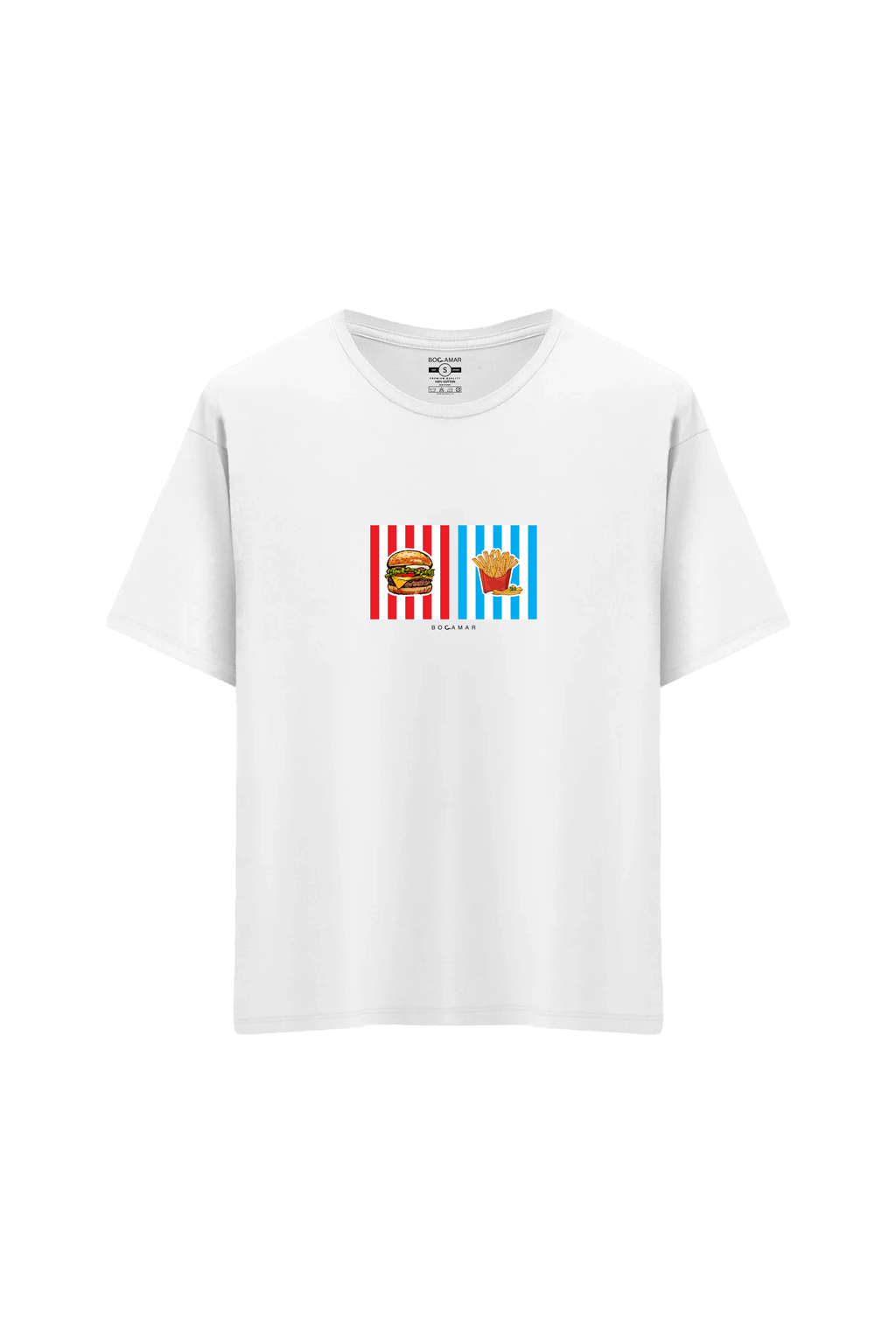 Oversize Unisex Bisiklet Yaka T-Shirt - BEYAZ