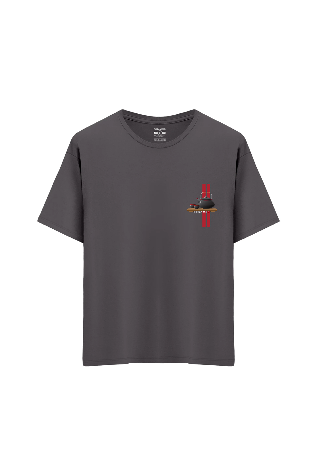 Oversize Unisex Bisiklet Yaka T-Shirt - ANTRASİT