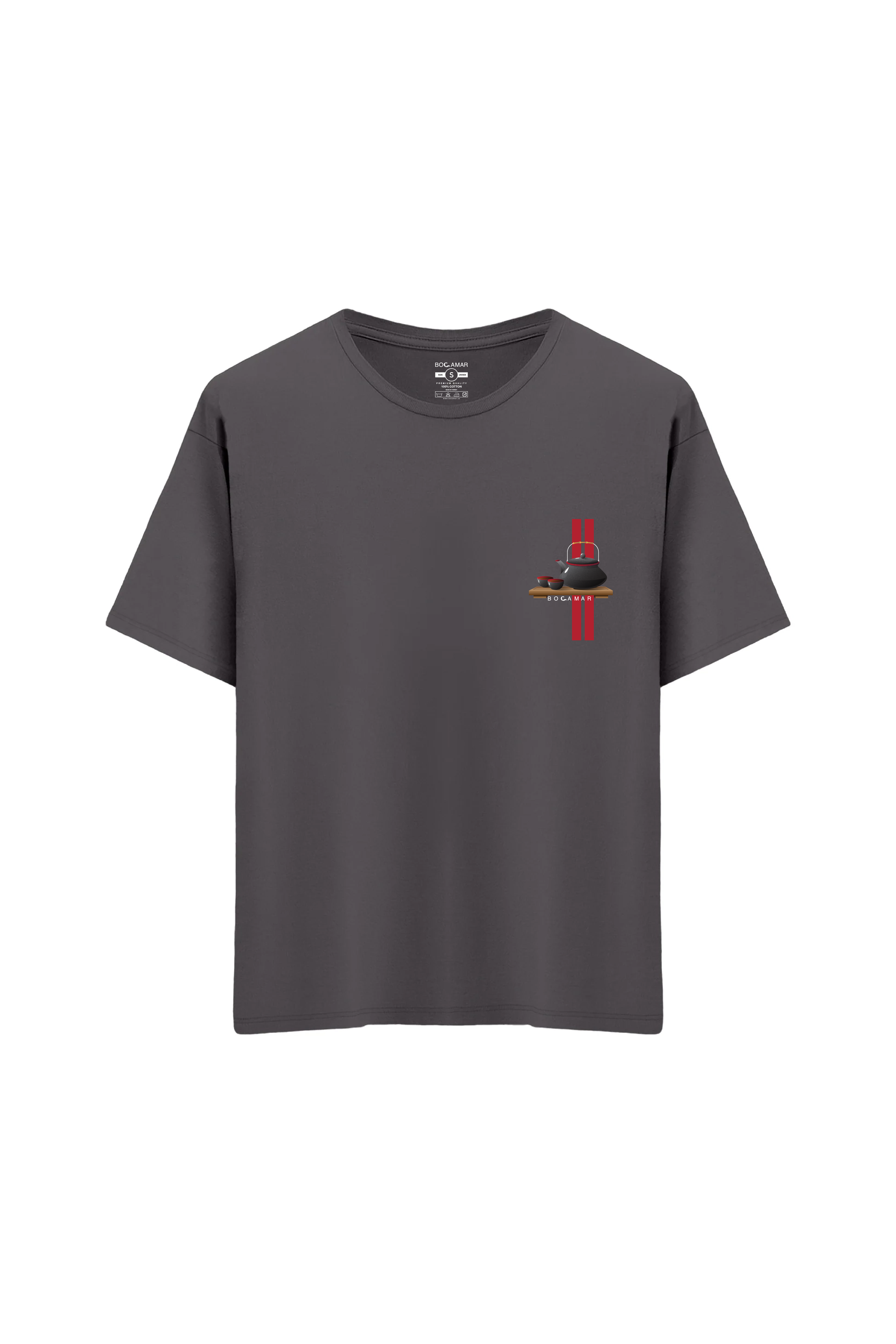 Oversize Unisex Bisiklet Yaka T-Shirt - ANTRASİT