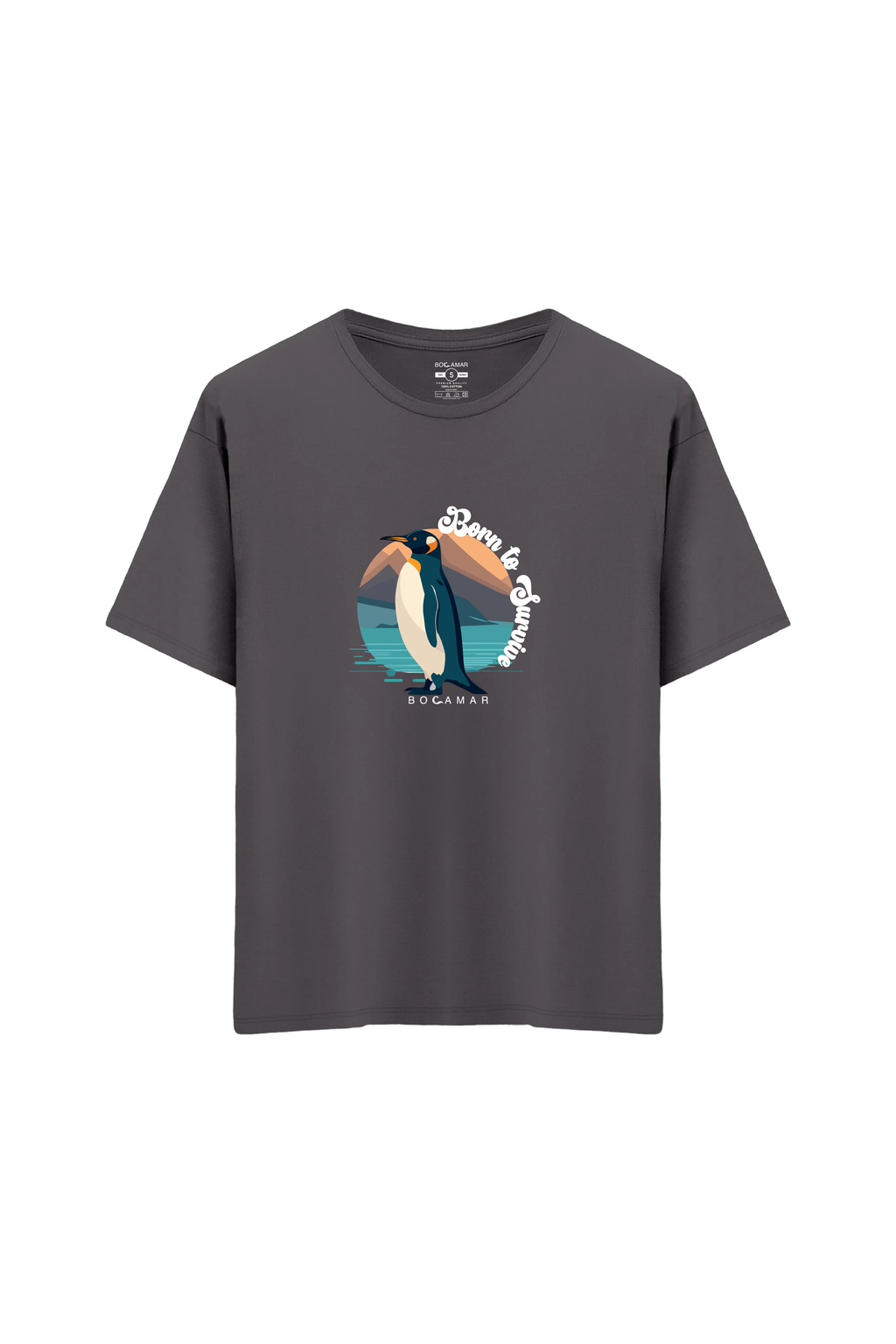Oversize Unisex Bisiklet Yaka T-Shirt - ANTRASİT