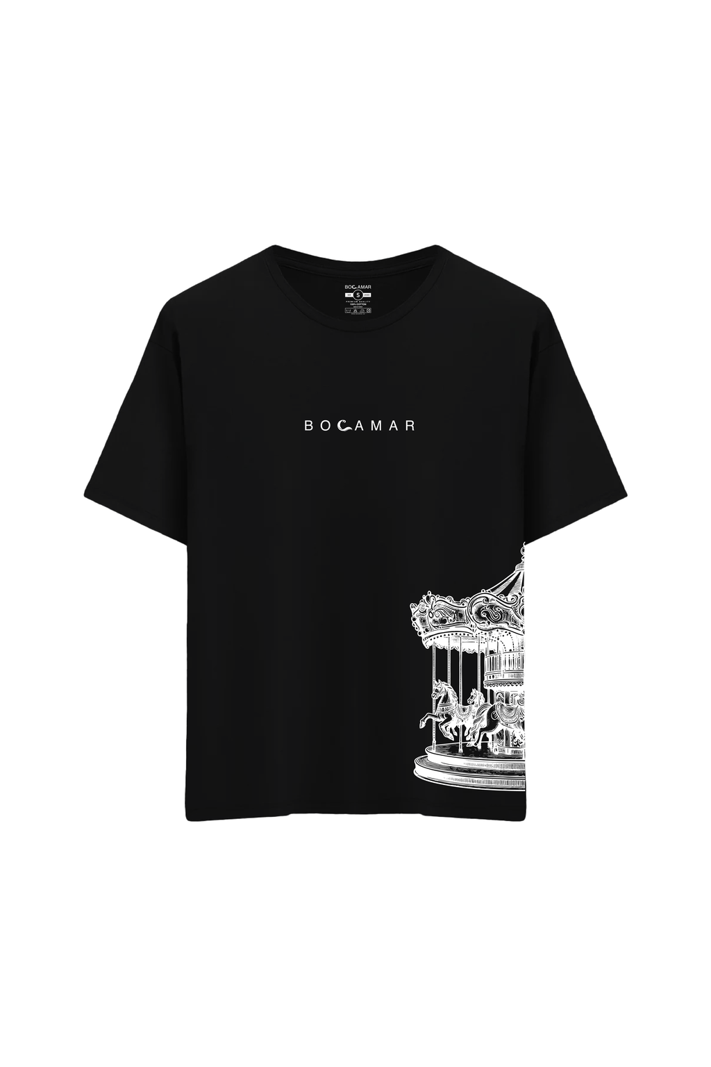 Sirk Baskılı Oversize Unisex Bisiklet Yaka T-Shirt
