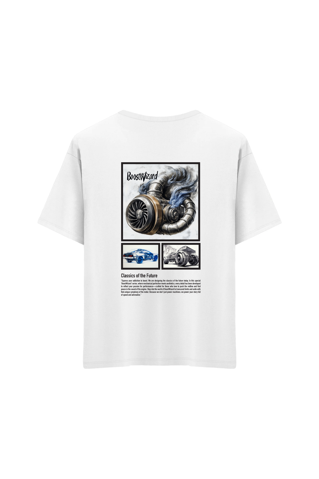 Oversize Unisex Bisiklet Yaka T-Shirt - BEYAZ