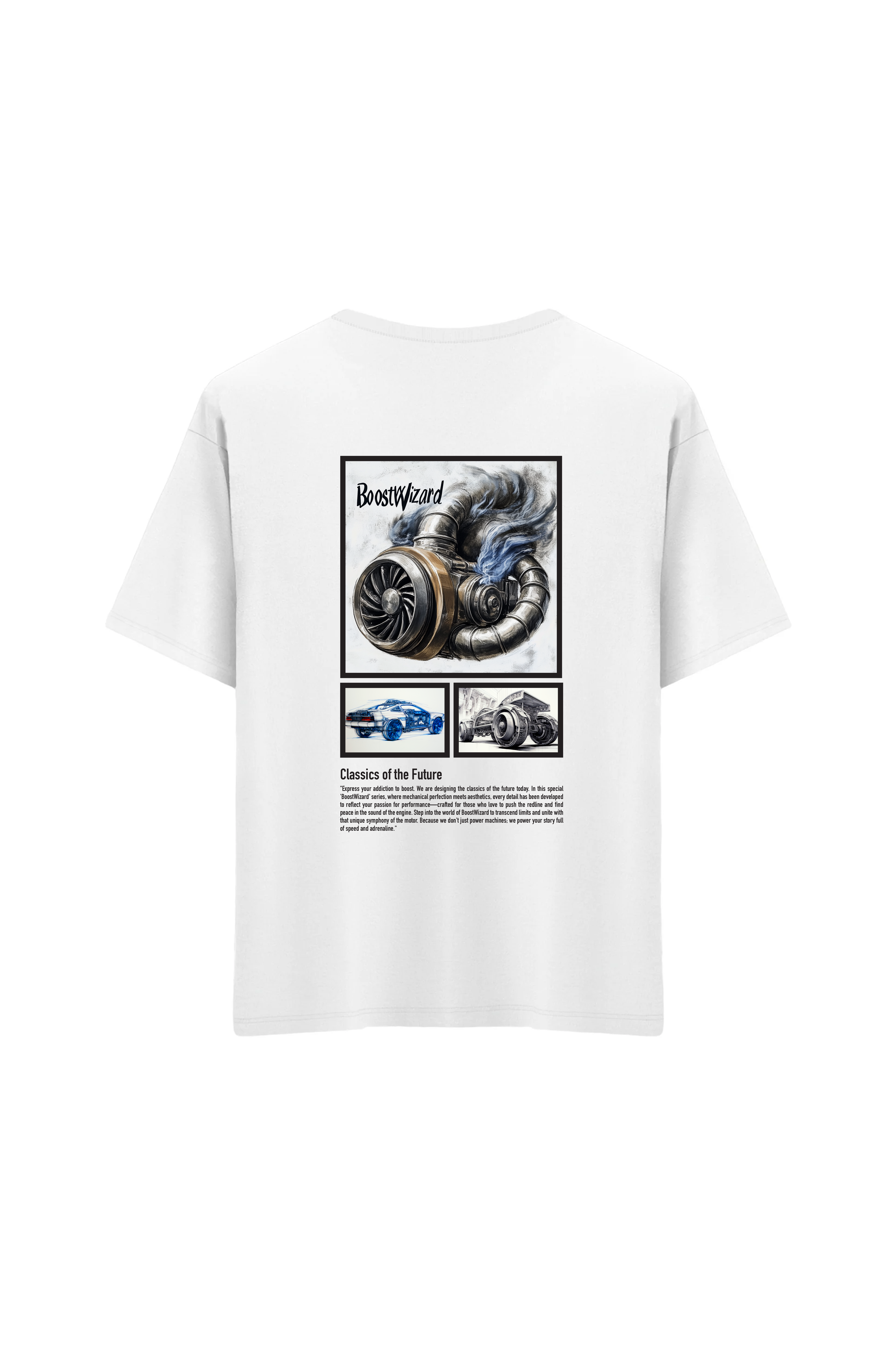 Oversize Unisex Bisiklet Yaka T-Shirt - BEYAZ