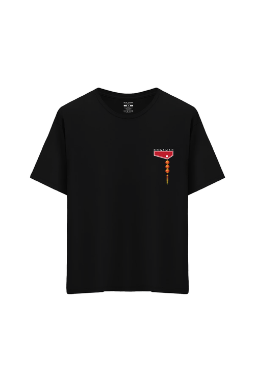 Oversize Unisex Bisiklet Yaka T-Shirt - SİYAH