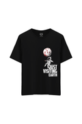 Astronot Baskılı Oversize Unisex Bisiklet Yaka T-Shirt - No.1