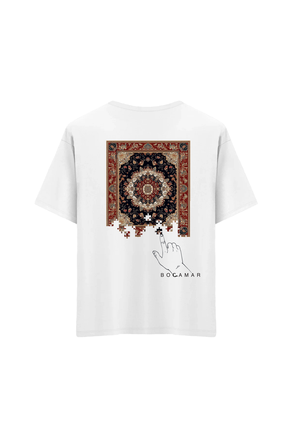 Oversize Unisex Bisiklet Yaka T-Shirt - BEYAZ