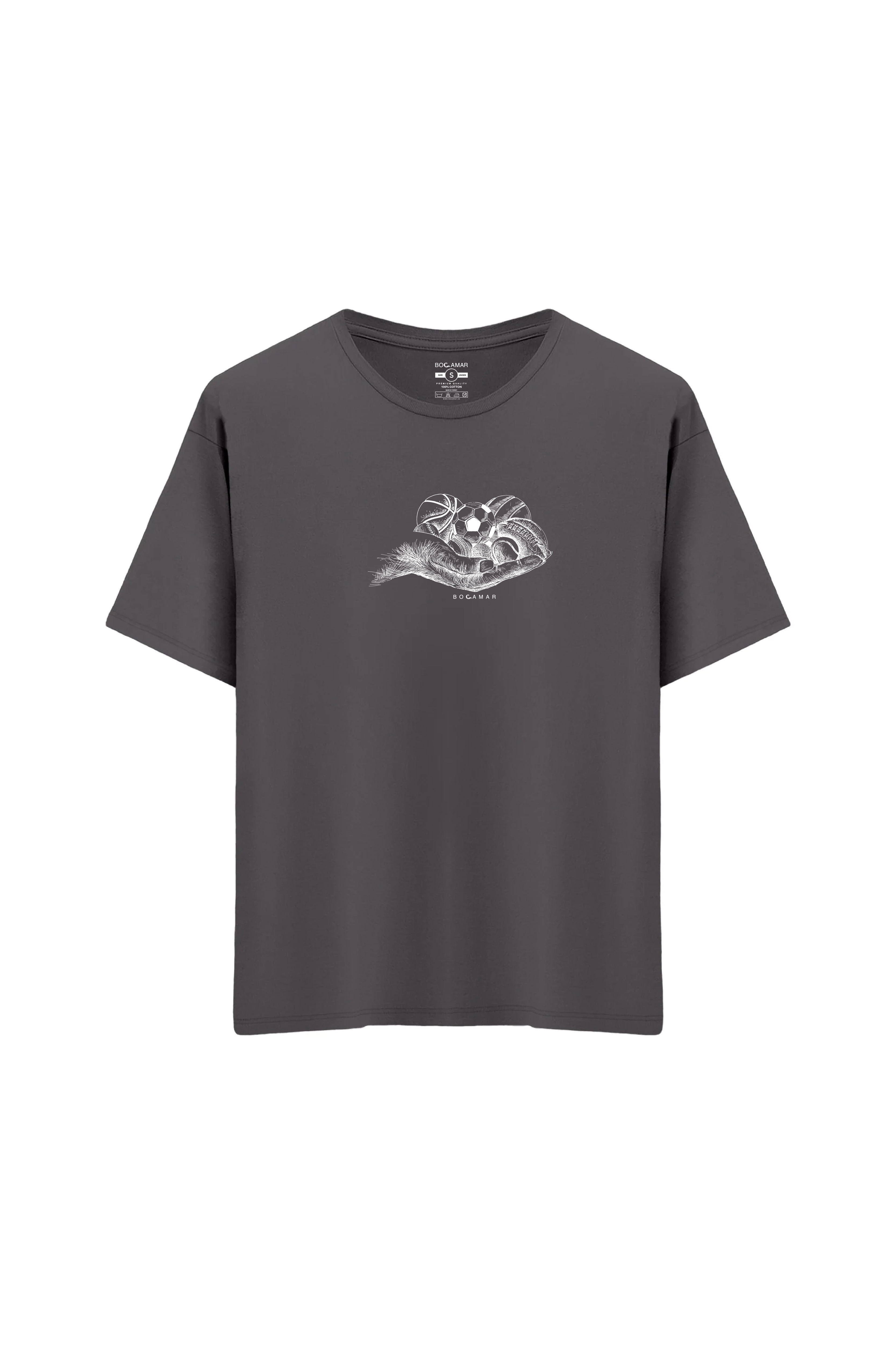 Oversize Unisex Bisiklet Yaka T-Shirt - ANTRASİT