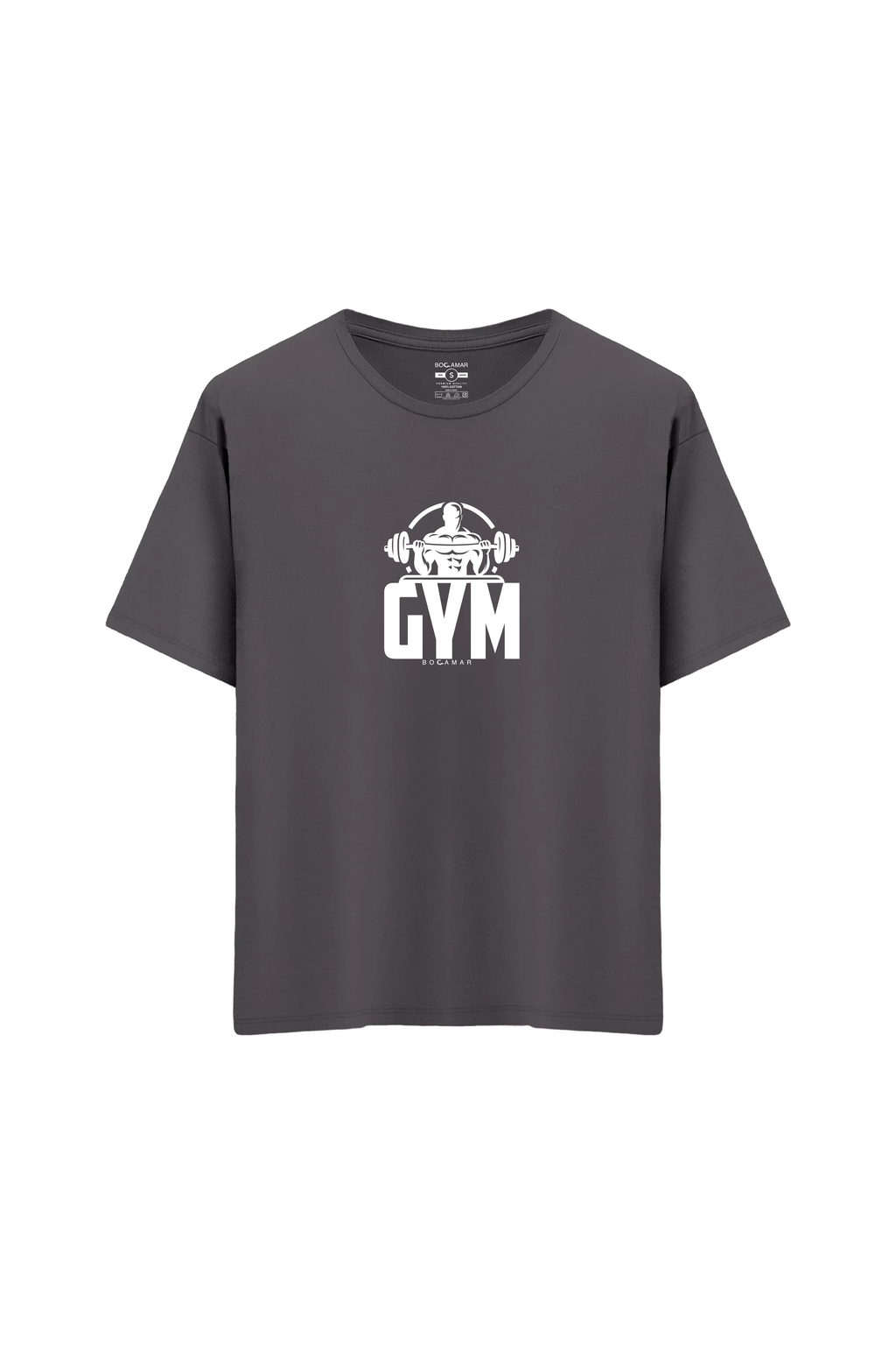 Oversize Unisex Bisiklet Yaka T-Shirt - ANTRASİT