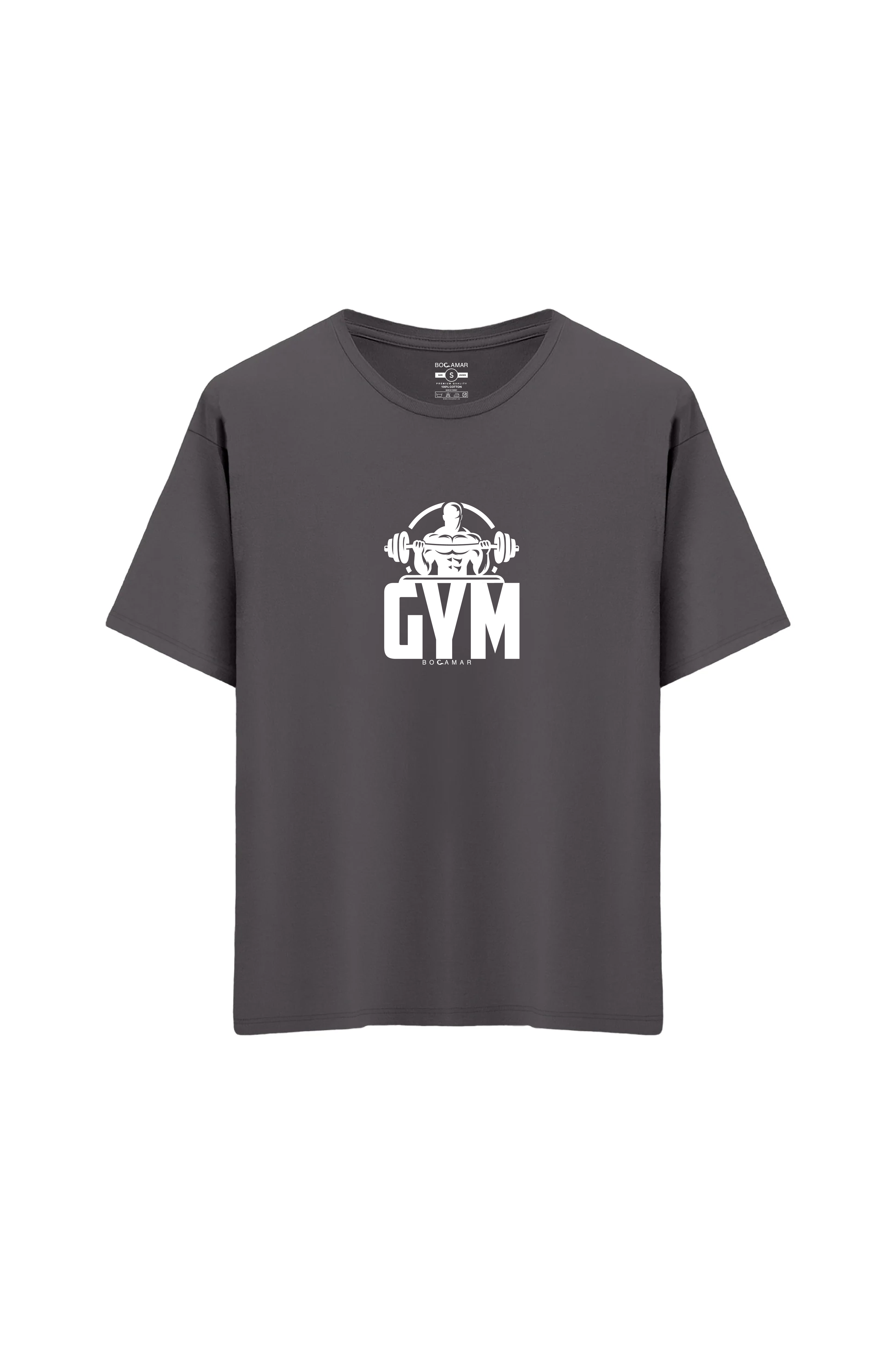 Oversize Unisex Bisiklet Yaka T-Shirt - ANTRASİT