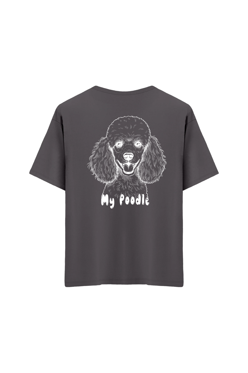 Oversize Unisex Bisiklet Yaka T-Shirt - ANTRASİT