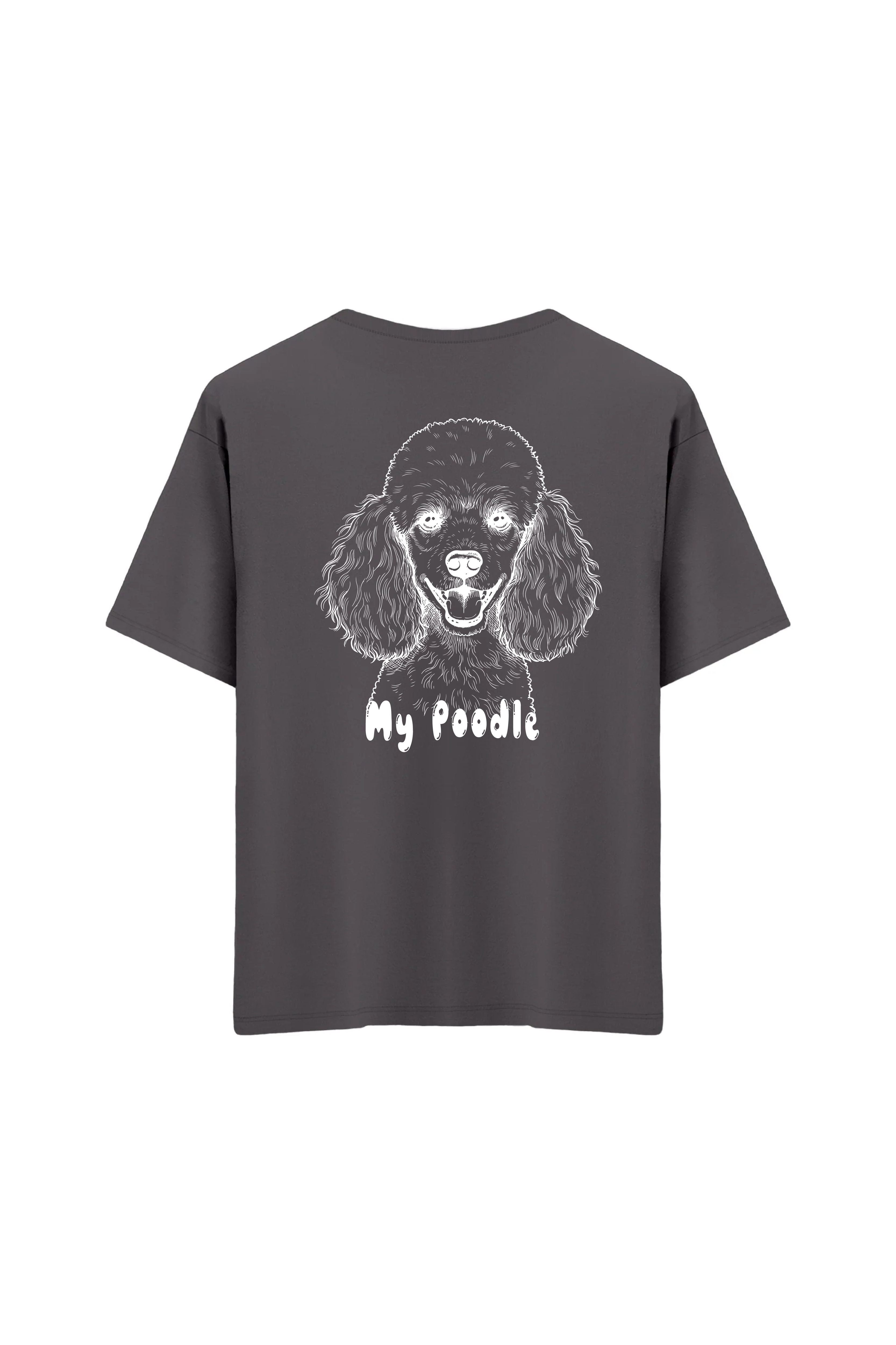 Oversize Unisex Bisiklet Yaka T-Shirt - ANTRASİT