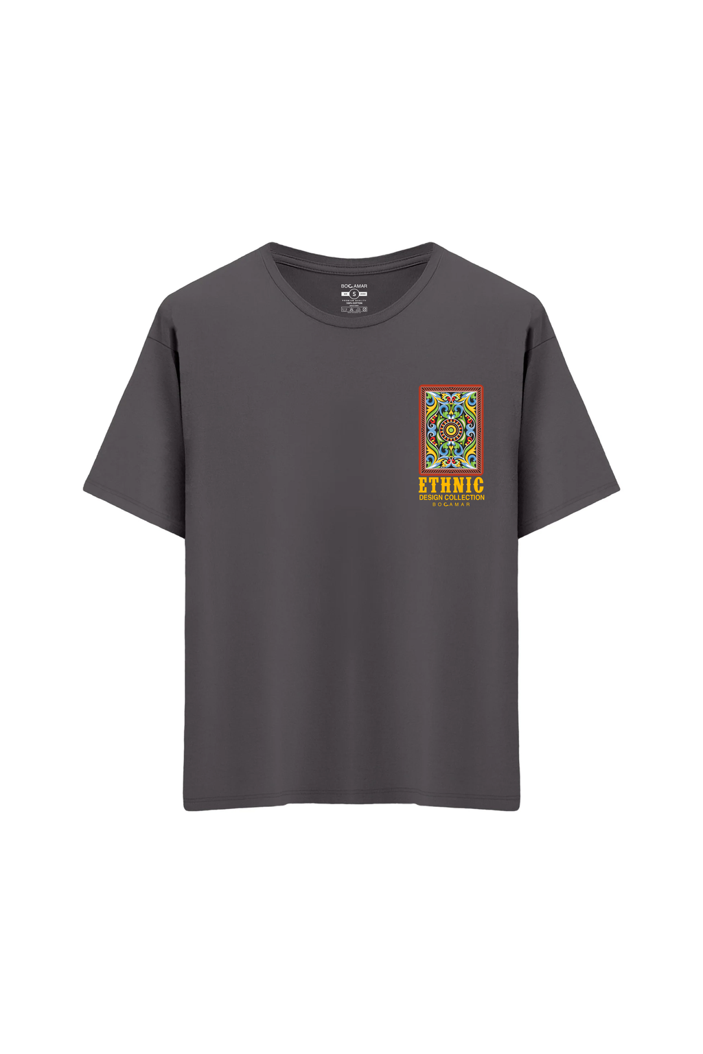 Oversize Unisex Bisiklet Yaka T-Shirt - ANTRASİT