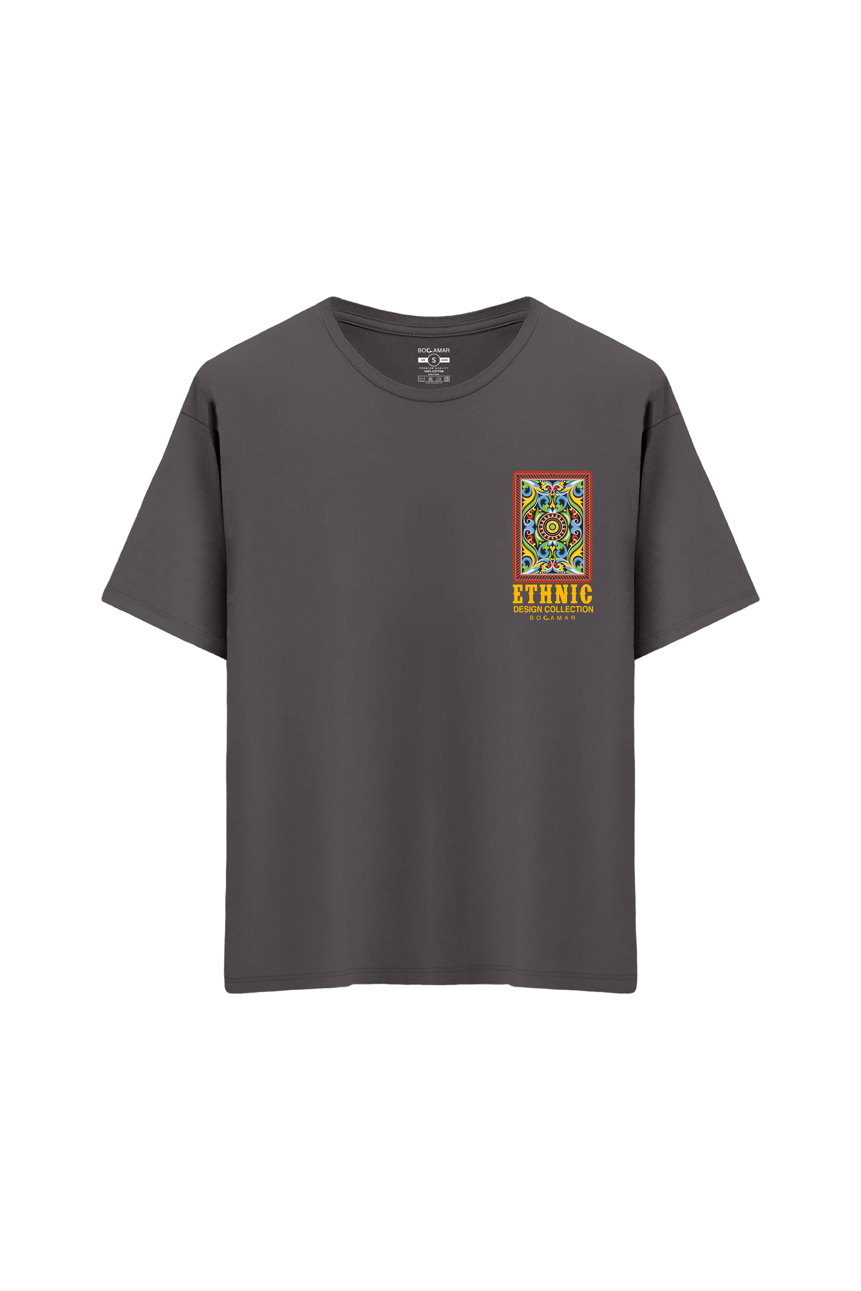 Oversize Unisex Bisiklet Yaka T-Shirt - ANTRASİT