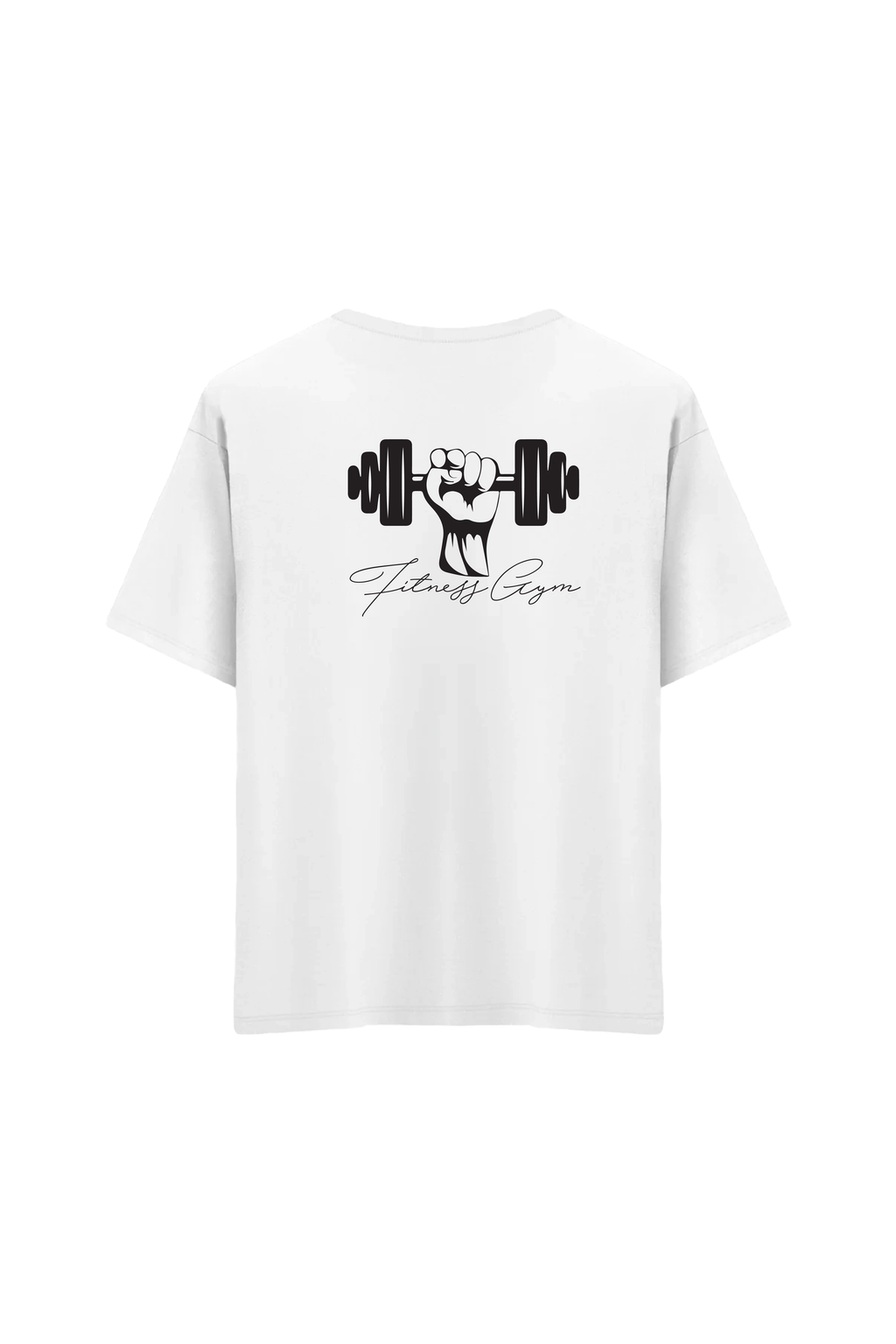 Oversize Unisex Bisiklet Yaka T-Shirt - BEYAZ