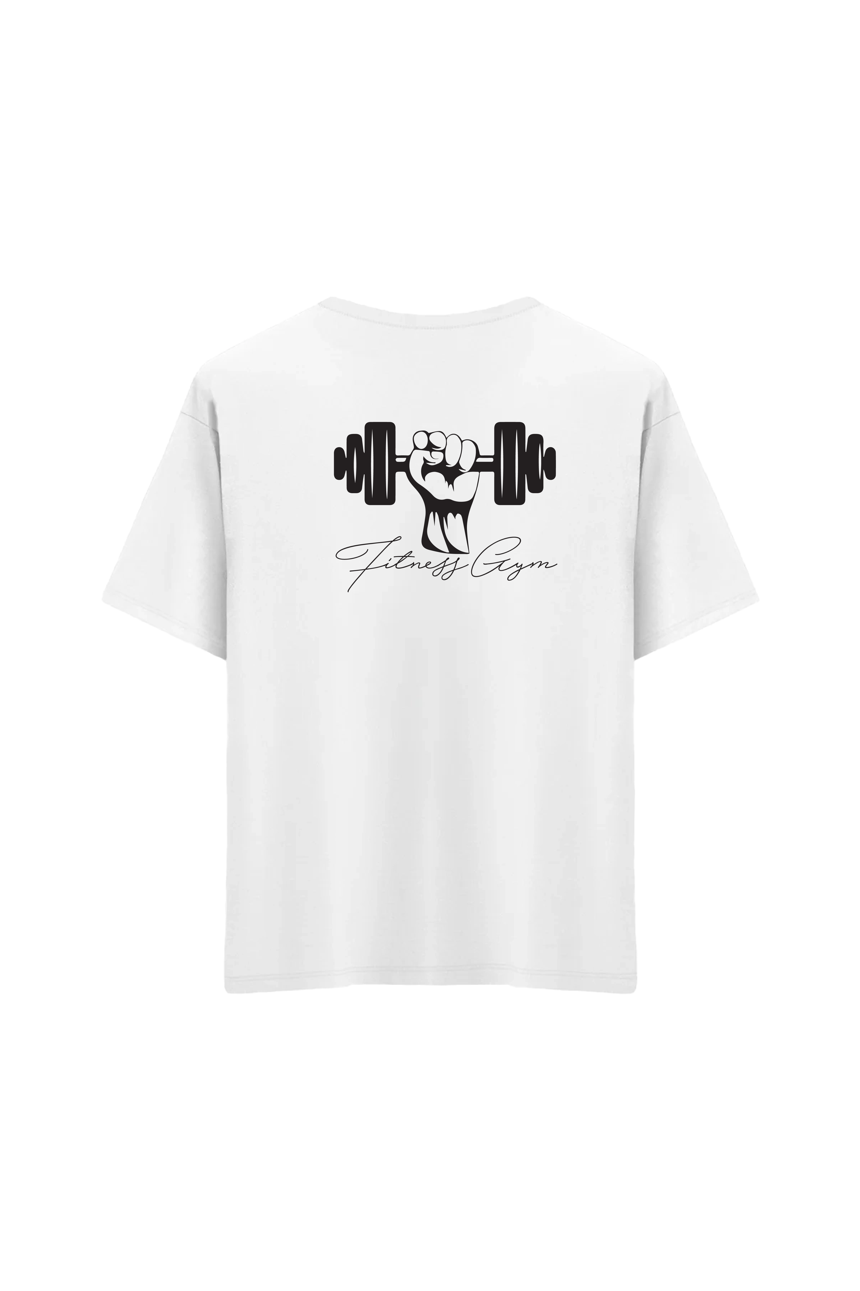 Oversize Unisex Bisiklet Yaka T-Shirt - BEYAZ
