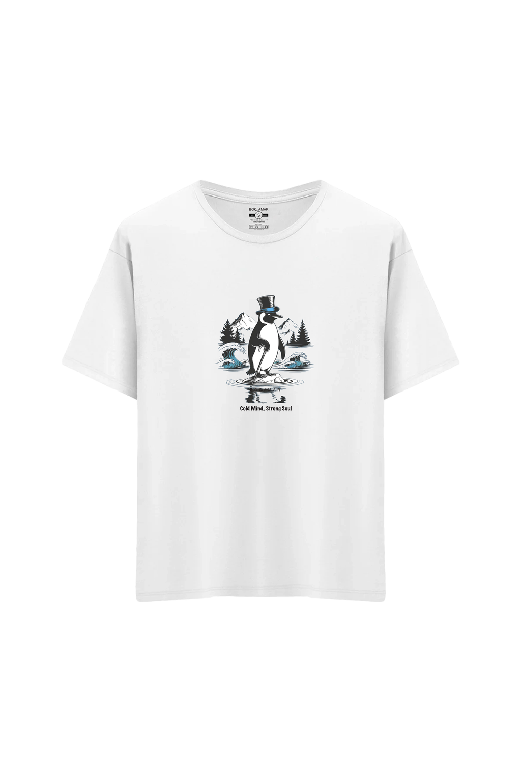 Oversize Unisex Bisiklet Yaka T-Shirt - BEYAZ