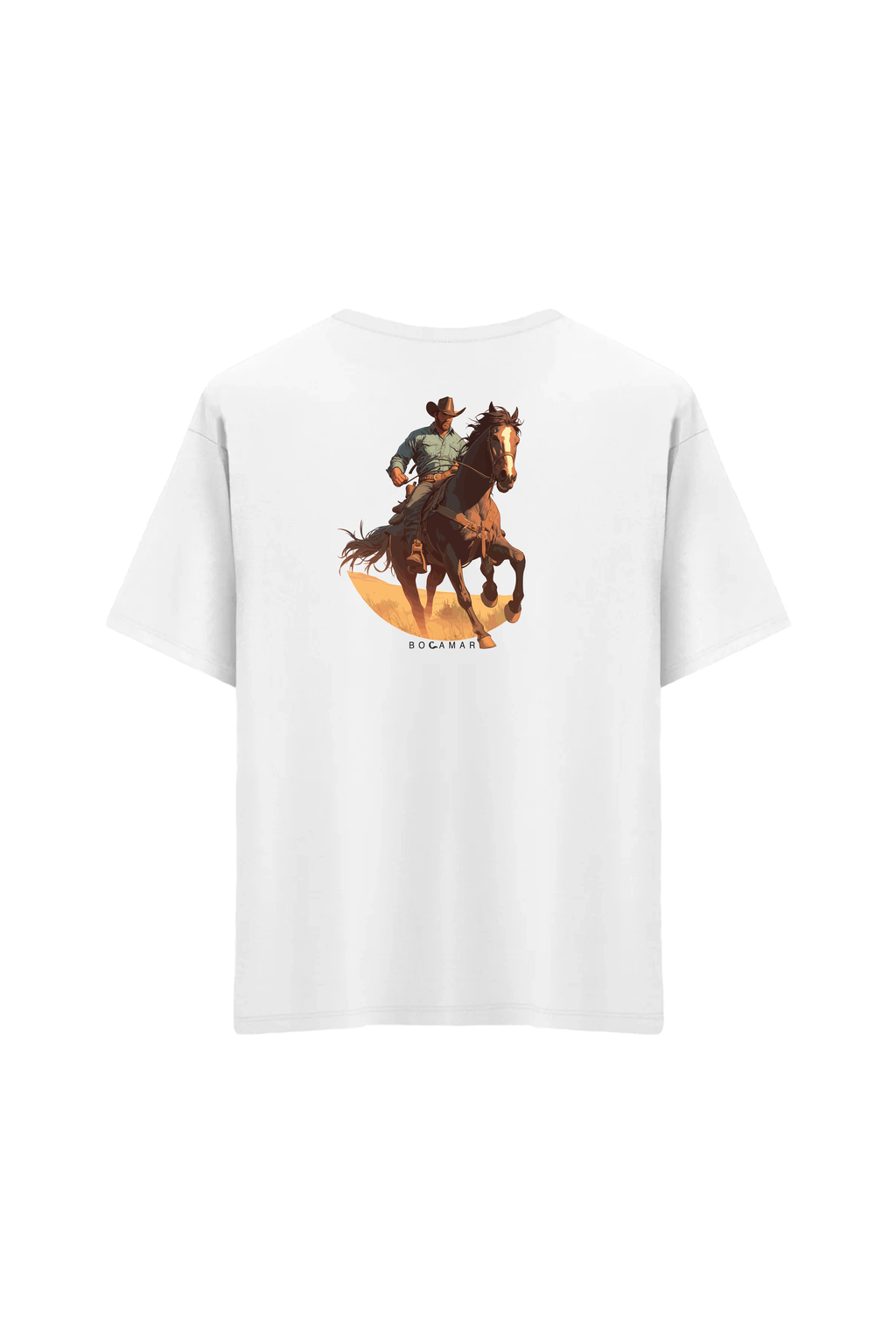 Oversize Unisex Bisiklet Yaka T-Shirt - BEYAZ