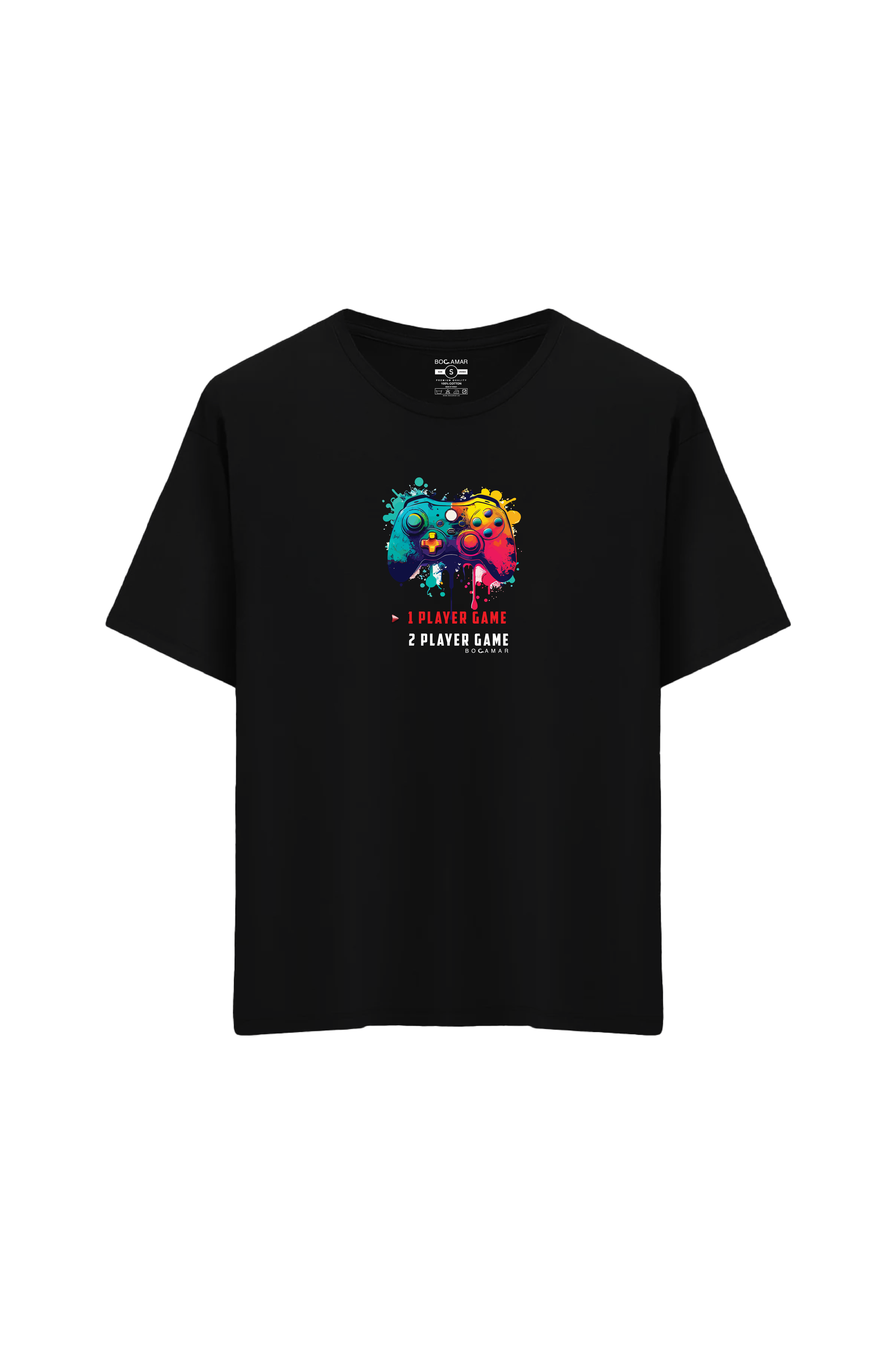 Gaming Baskılı Oversize Unisex Bisiklet Yaka T-Shirt - No.1