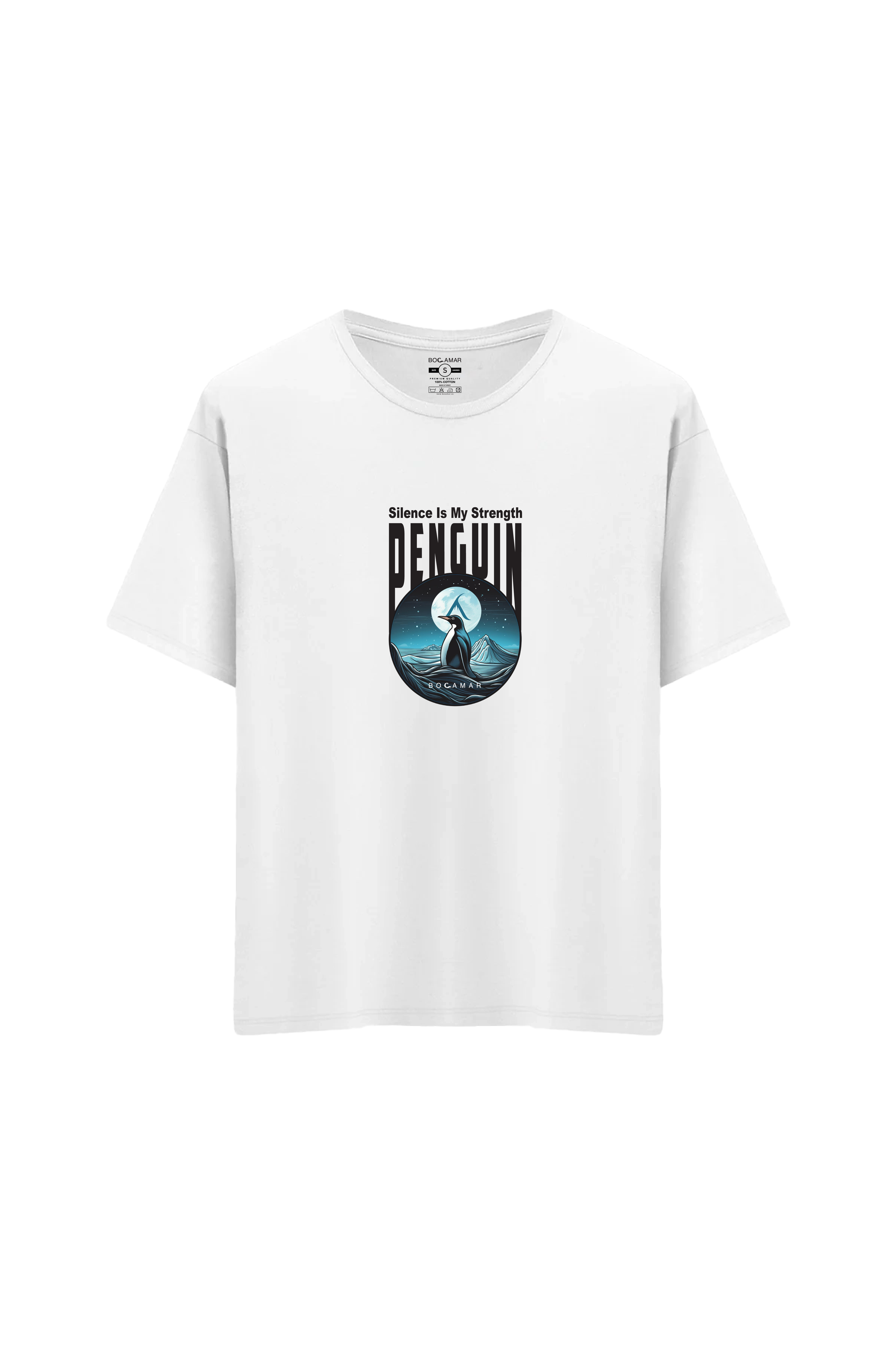 Oversize Unisex Bisiklet Yaka T-Shirt - BEYAZ