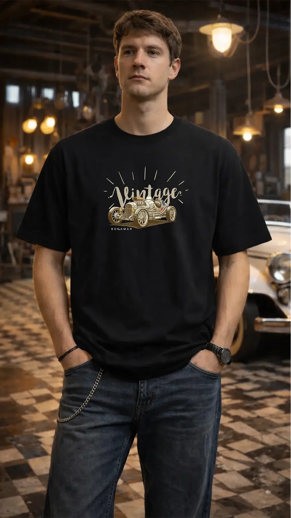 Oversize Unisex Bisiklet Yaka T-Shirt