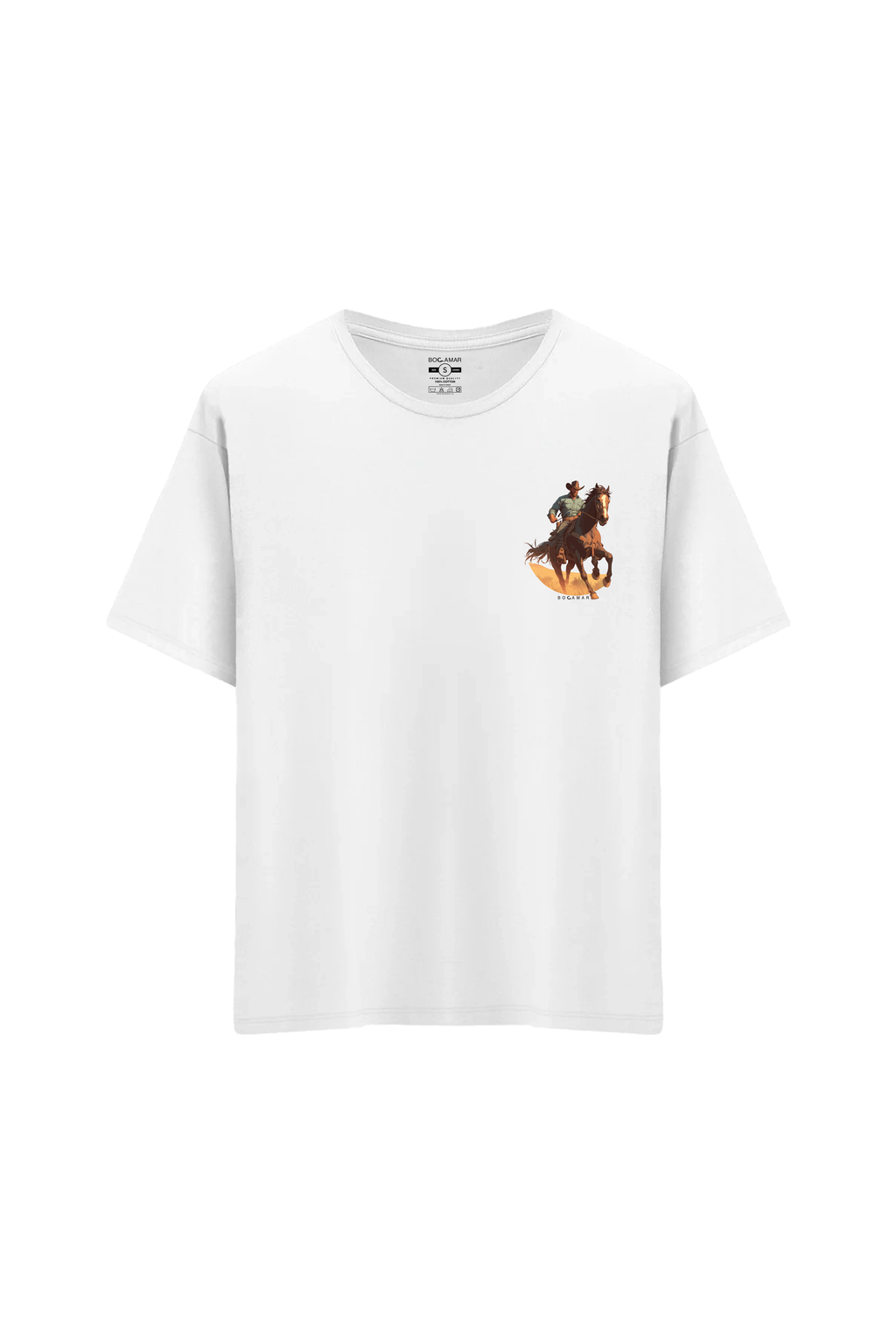Oversize Unisex Bisiklet Yaka T-Shirt - BEYAZ
