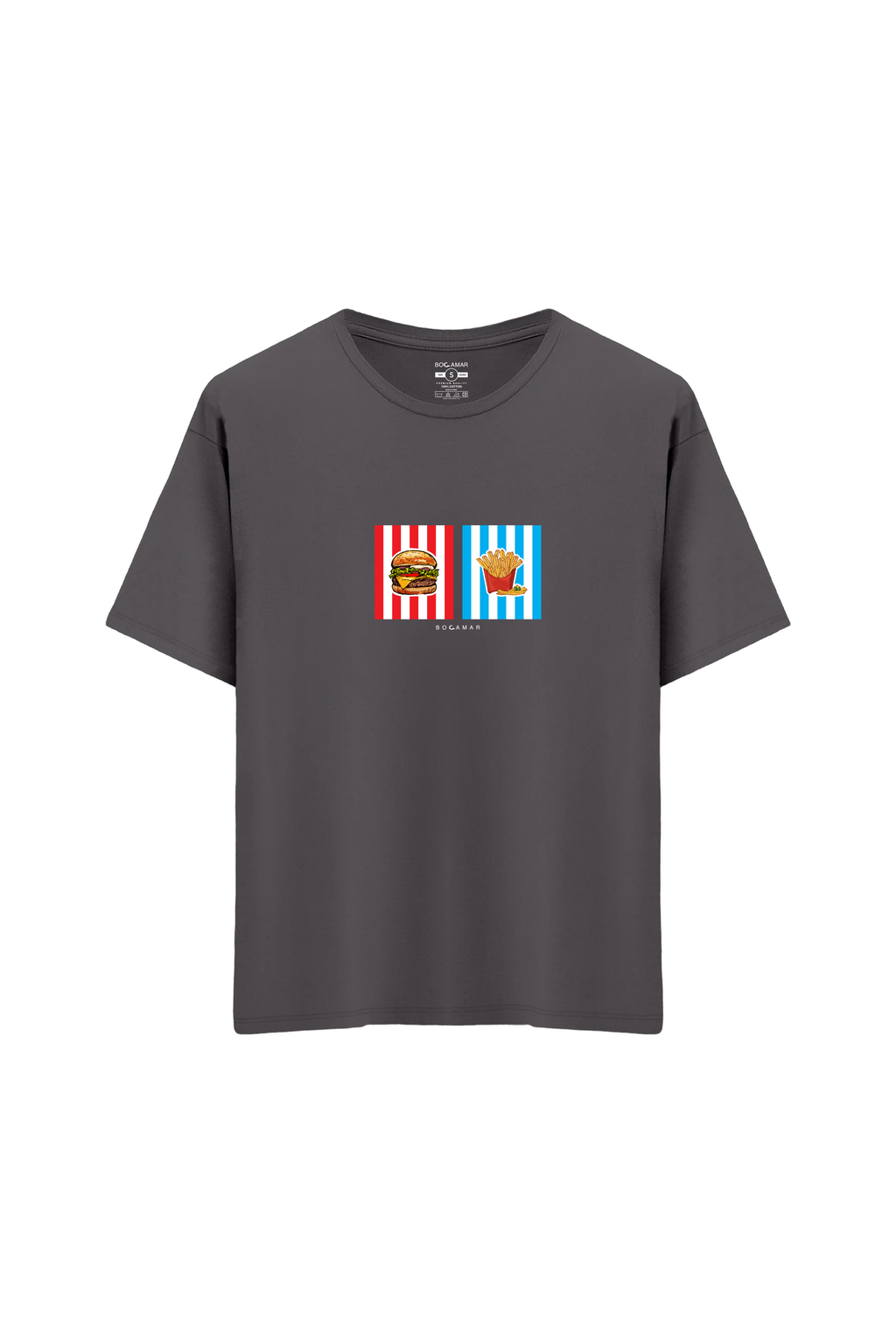 Oversize Unisex Bisiklet Yaka T-Shirt - ANTRASİT