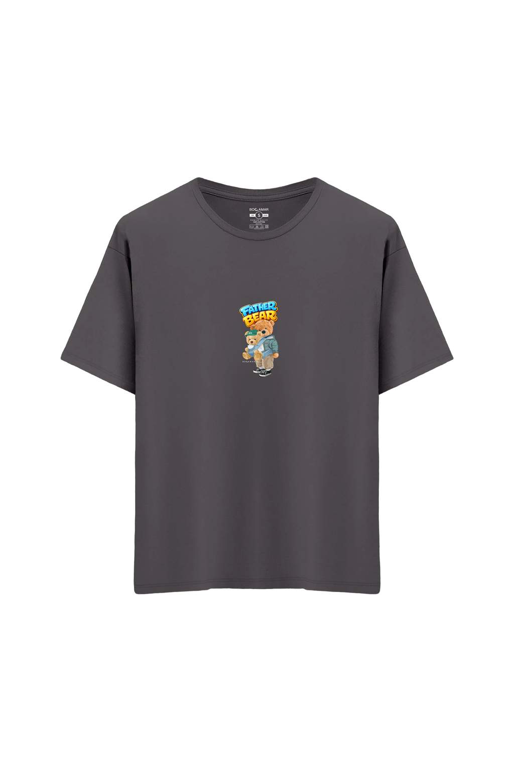 Oversize Unisex Bisiklet Yaka T-Shirt - ANTRASİT