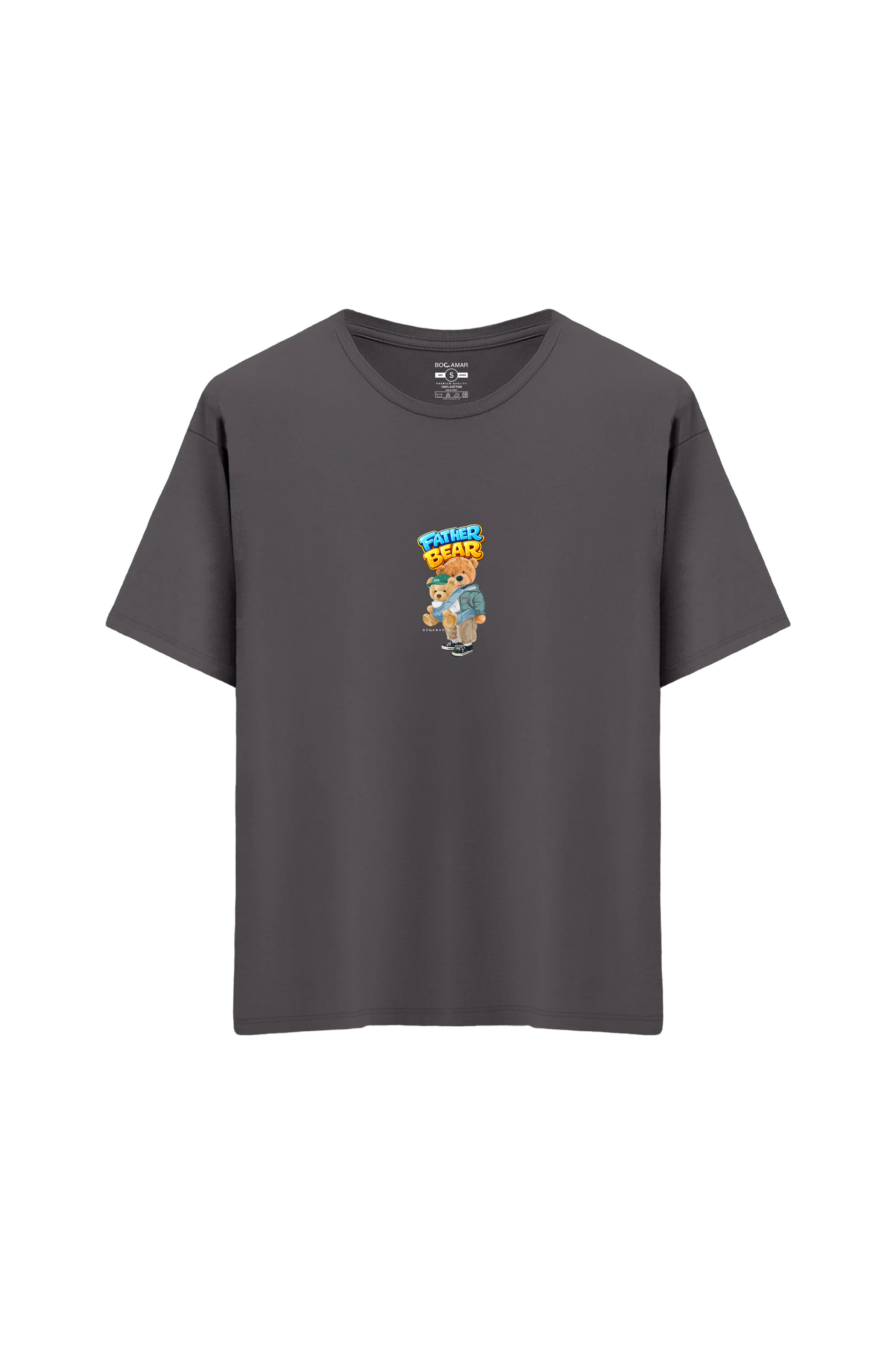 Oversize Unisex Bisiklet Yaka T-Shirt - ANTRASİT