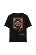 Etnik Desen Baskılı Oversize Unisex Bisiklet Yaka T-Shirt - No.1