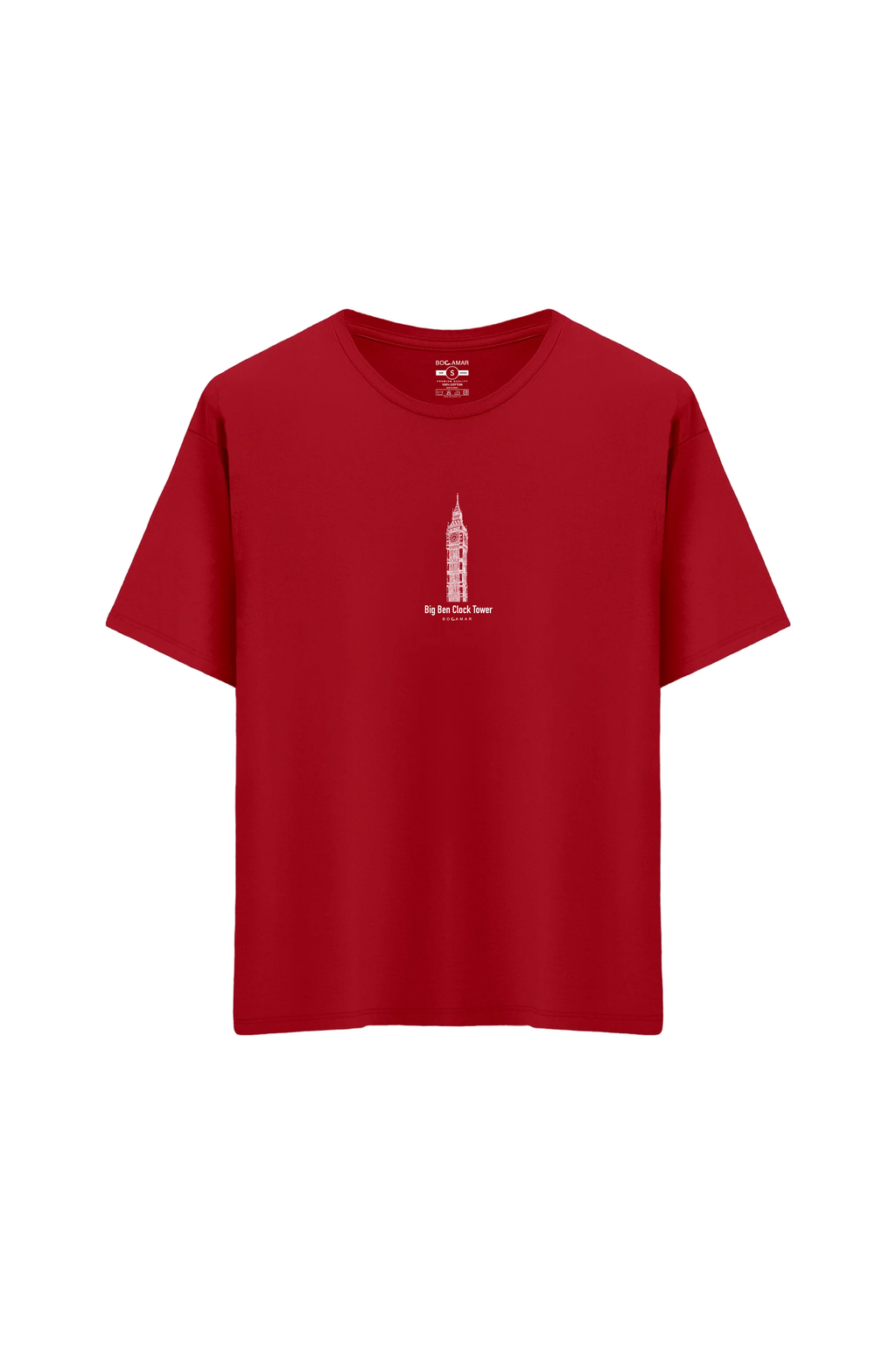 Oversize Unisex Bisiklet Yaka T-Shirt - KIRMIZI