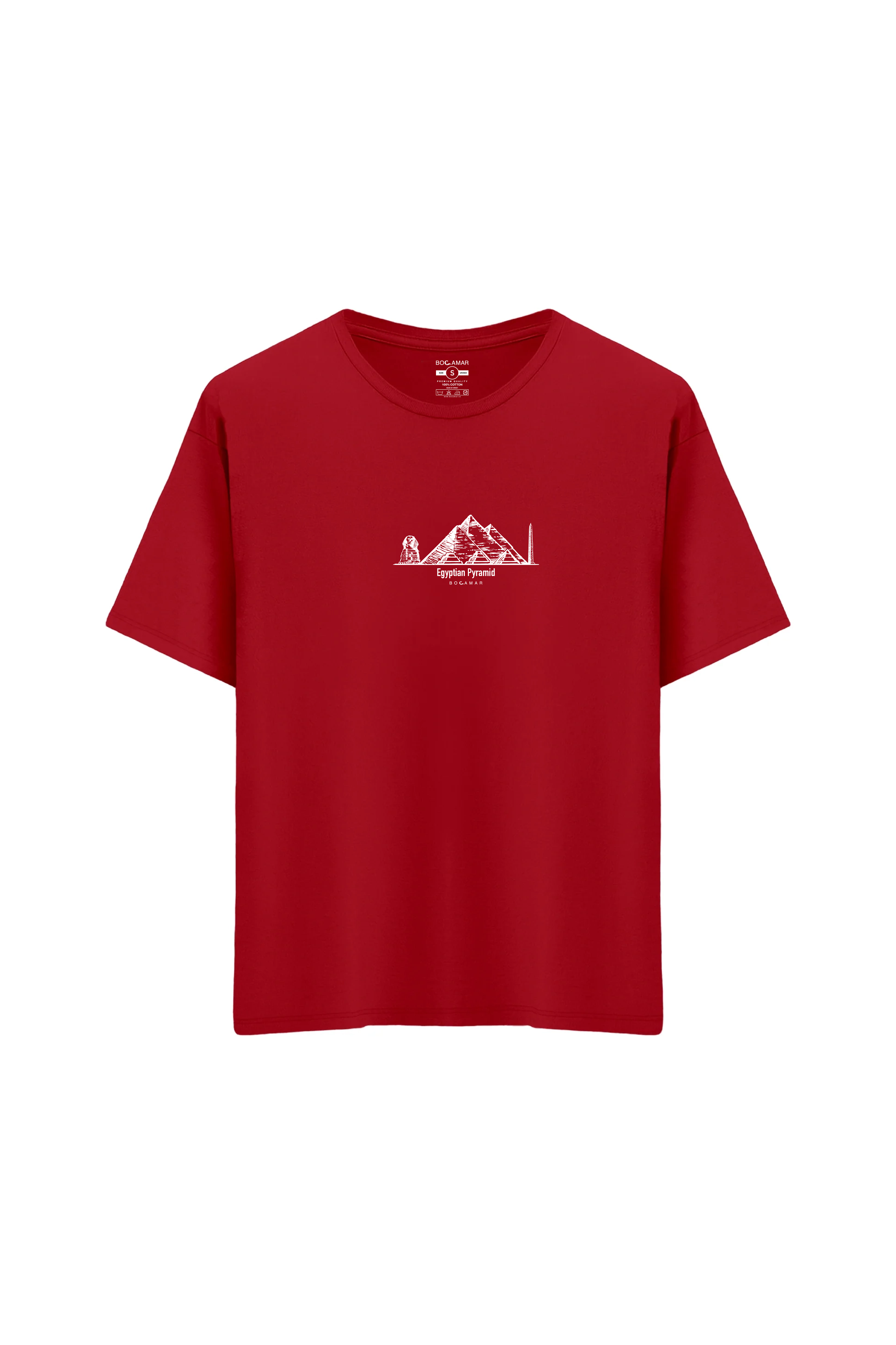 Oversize Unisex Bisiklet Yaka T-Shirt - KIRMIZI