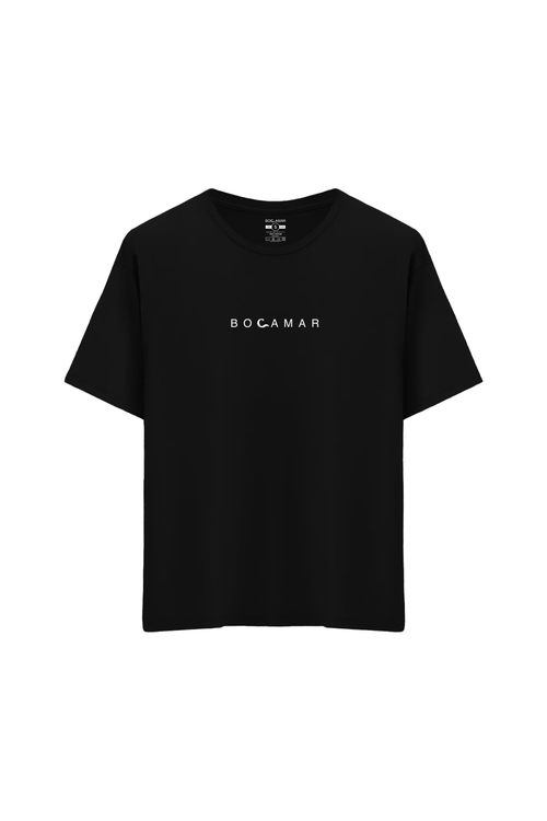 Bocamar Logo Baskılı Oversize Unisex Bisiklet Yaka T-Shirt